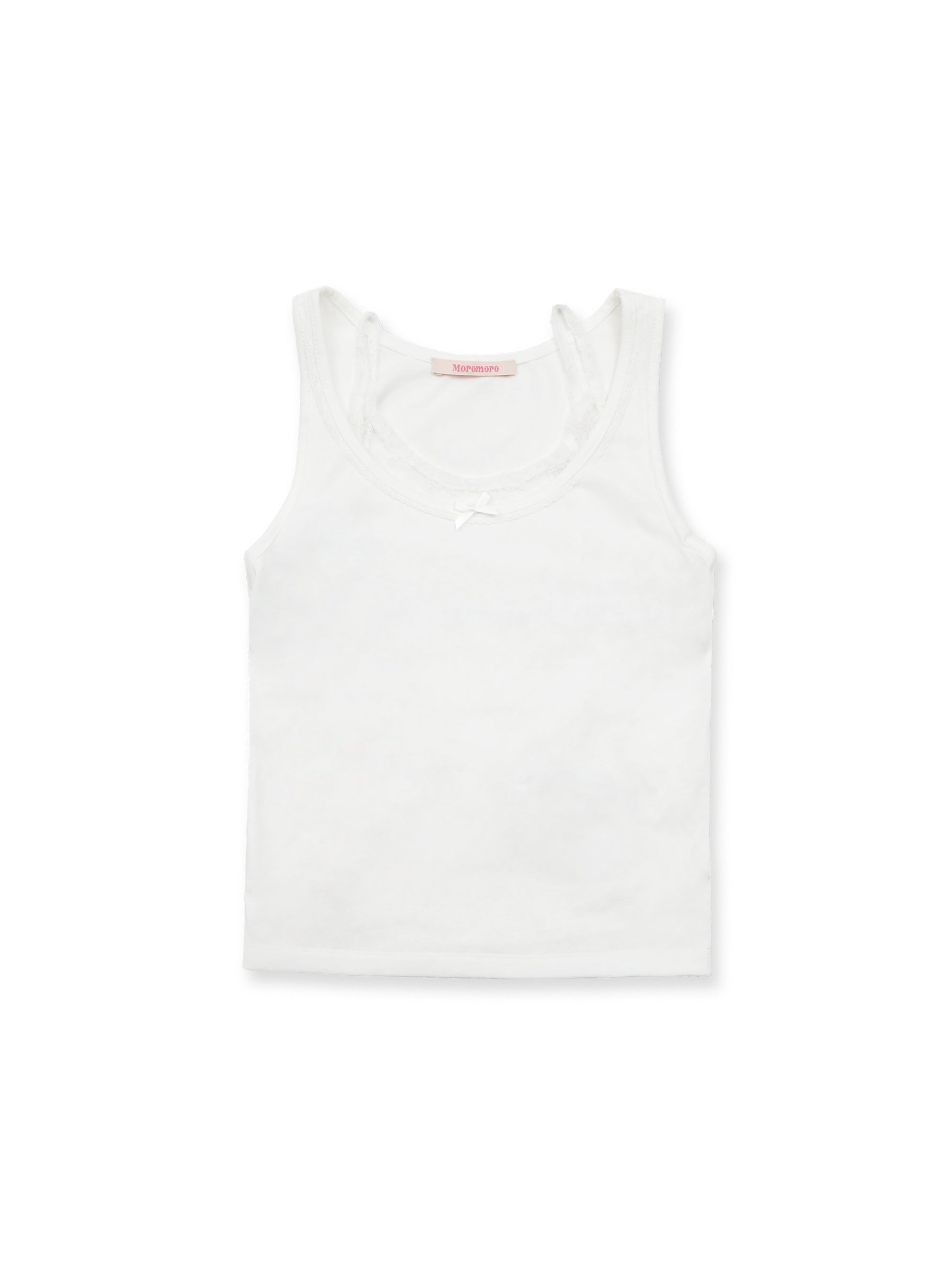 *Faux two-piece lace-trimmed camisole