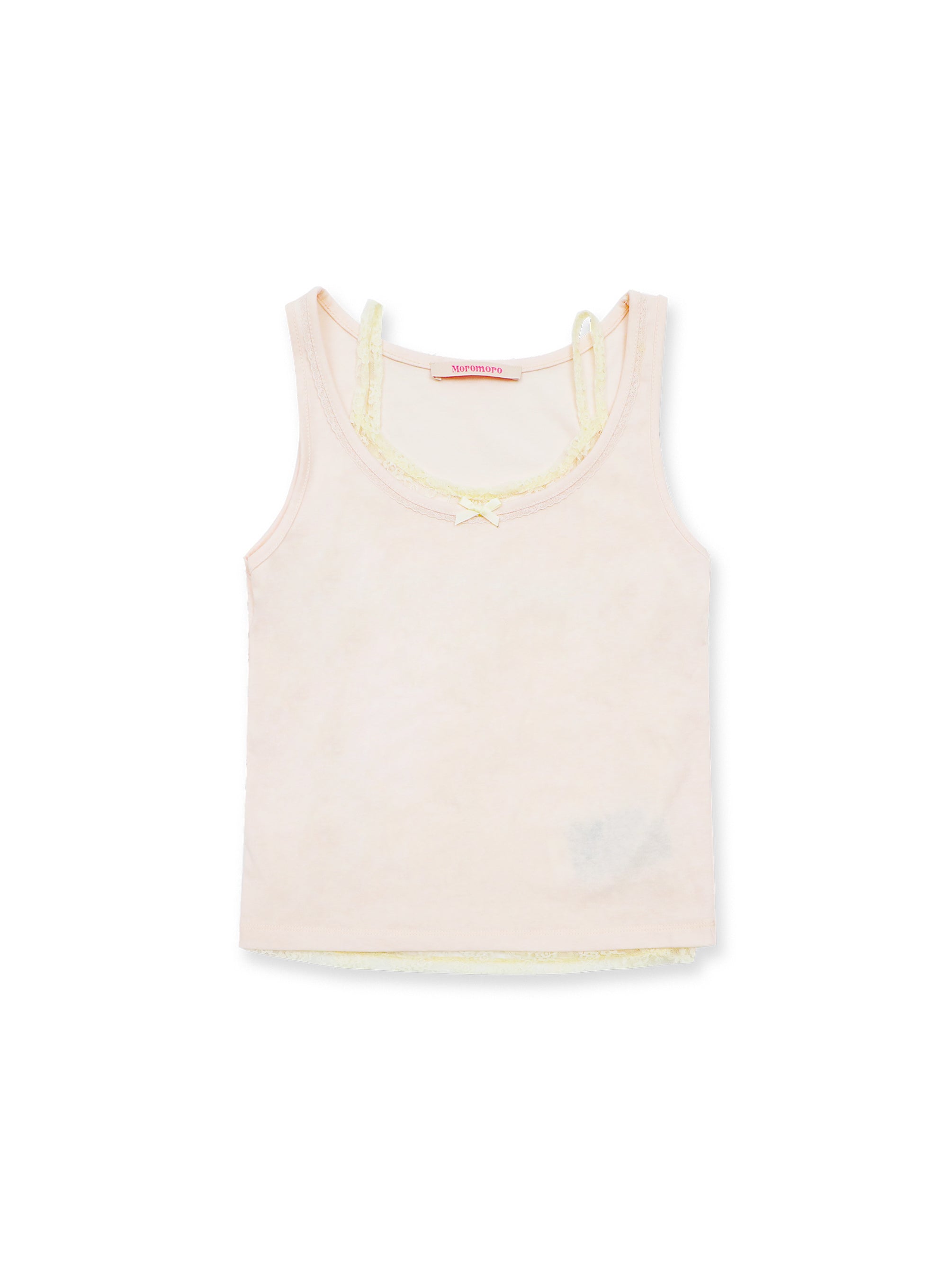 *Faux two-piece lace-trimmed camisole