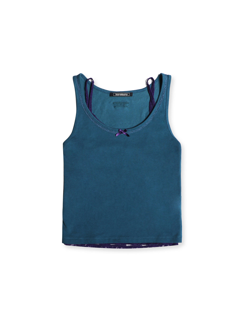 *Faux two-piece lace-trimmed camisole