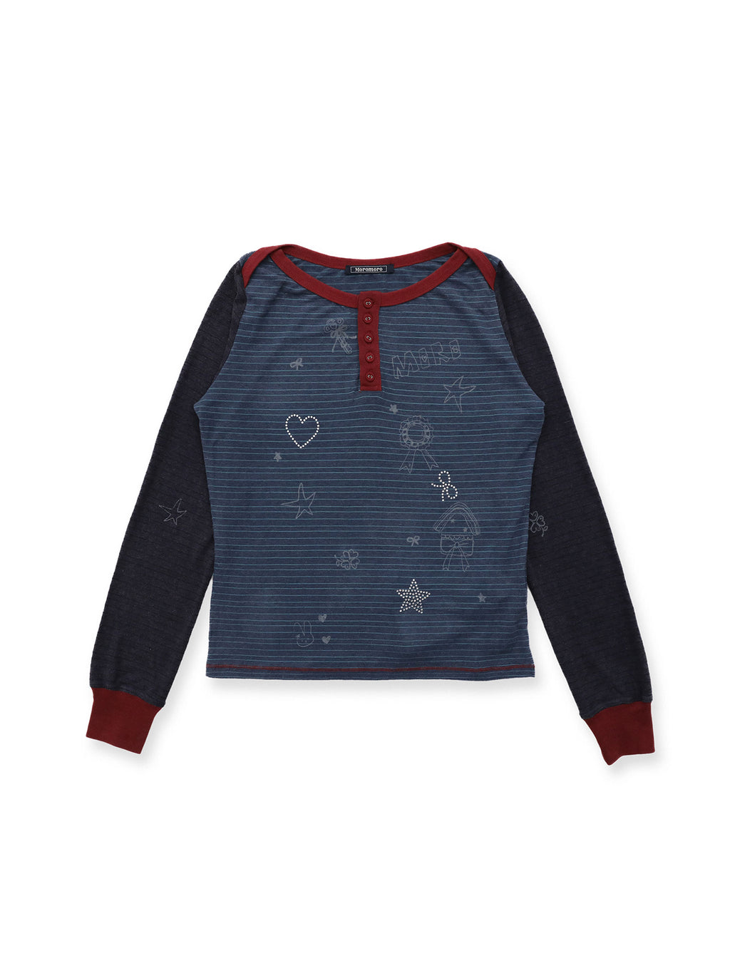 *Striped Rhinestone Long-Sleeved Top