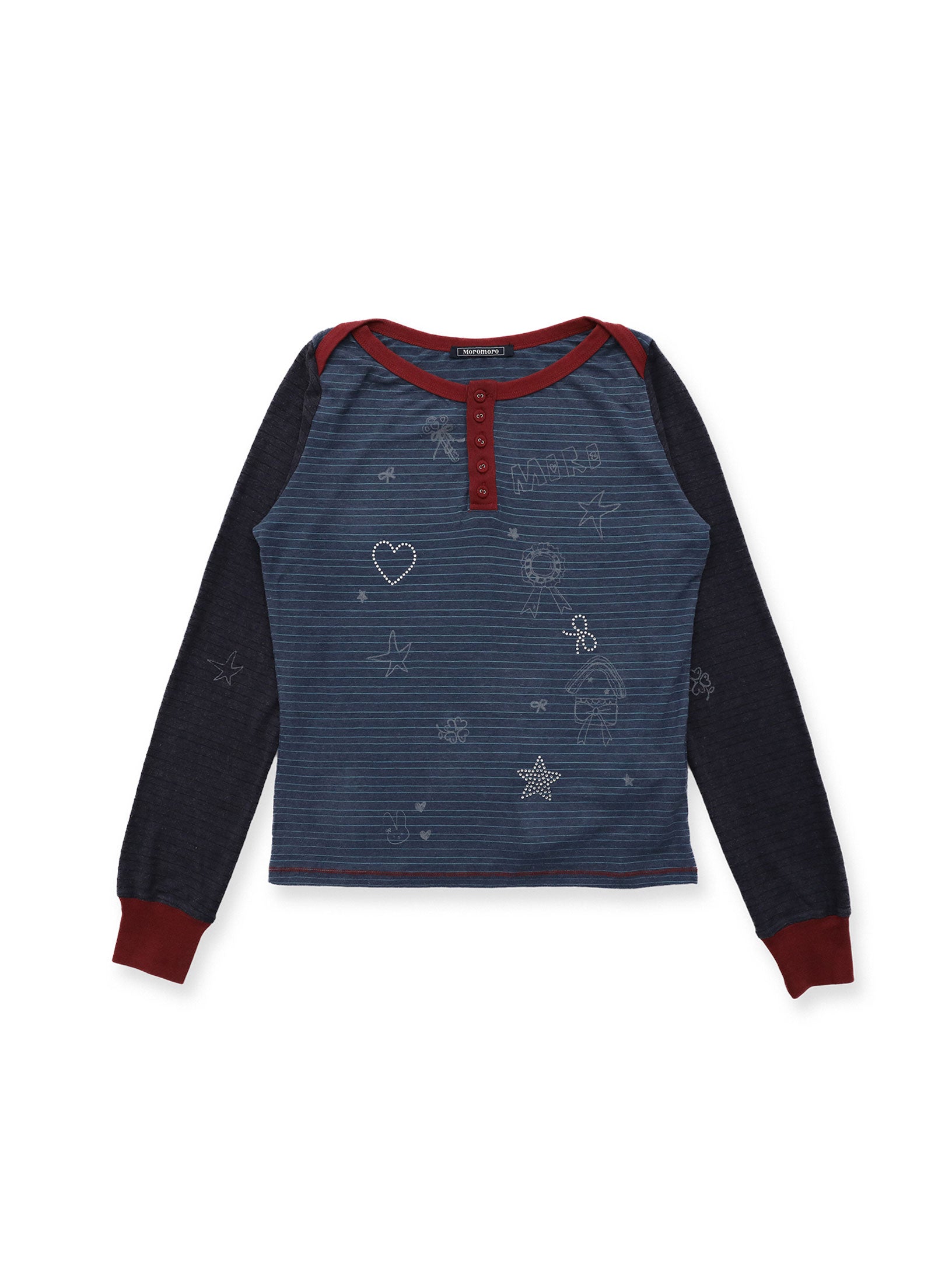 *Striped Rhinestone Long-Sleeved Top