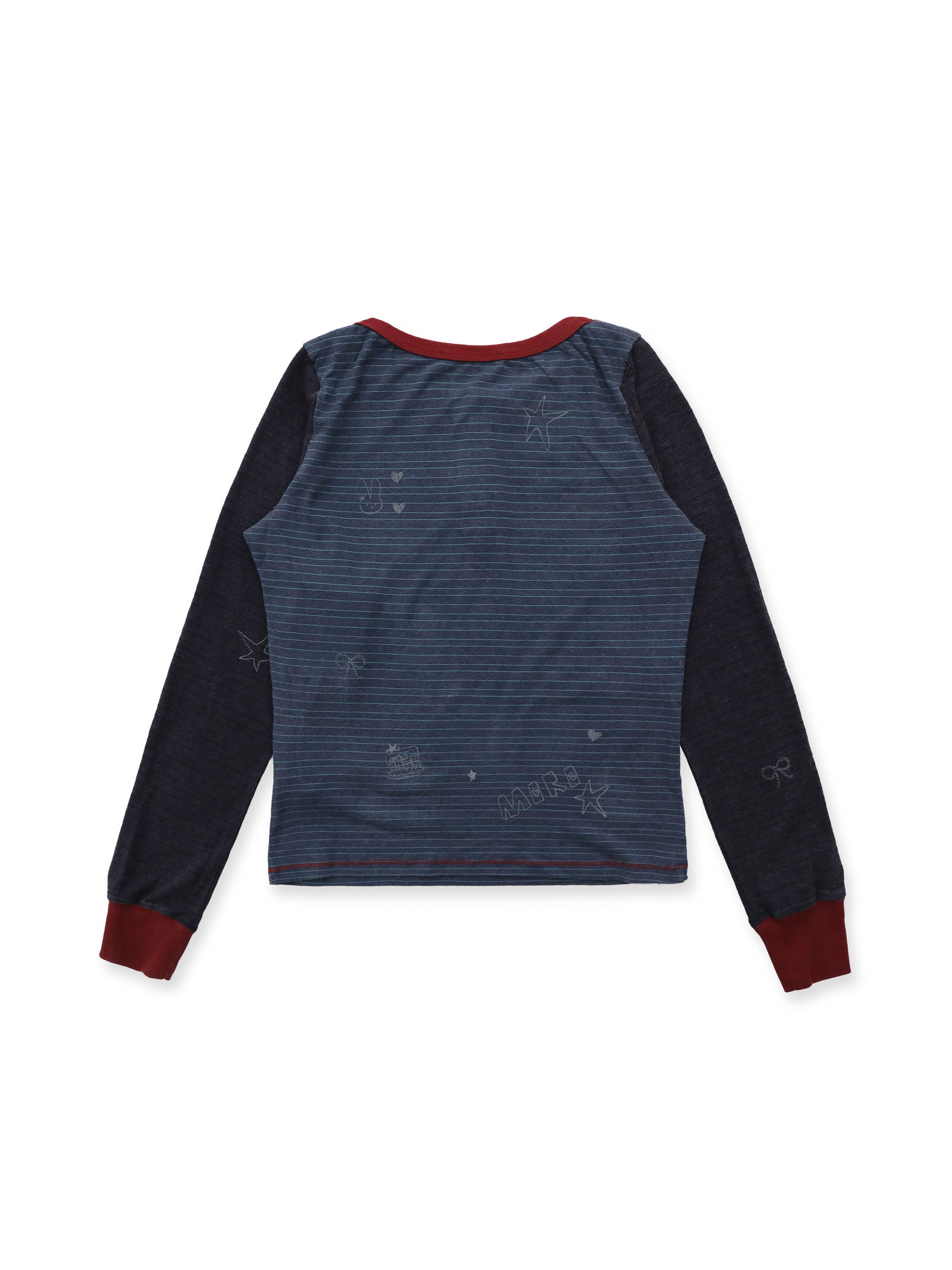 *Striped Rhinestone Long-Sleeved Top