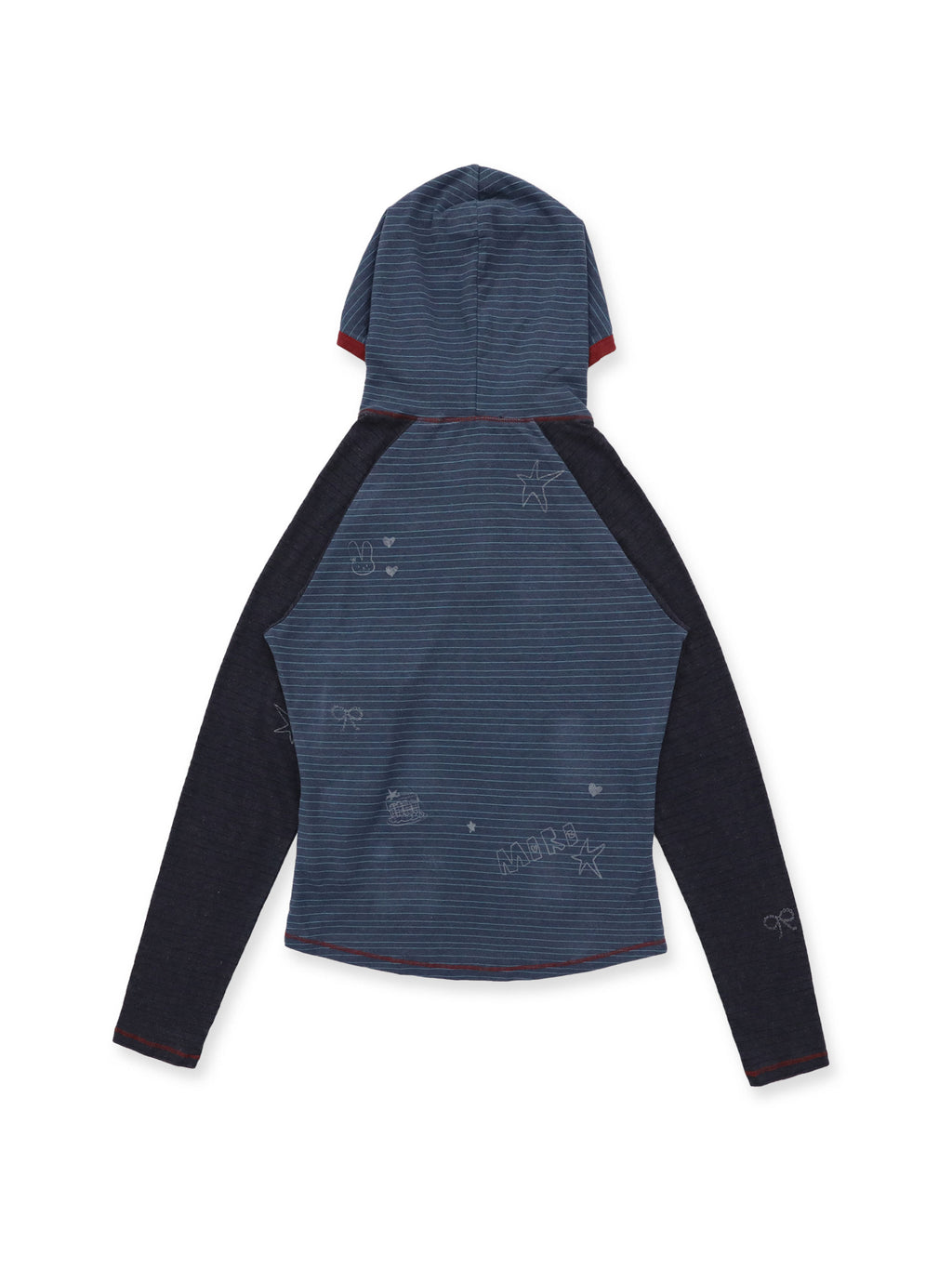 *Striped rhinestone print hooded top