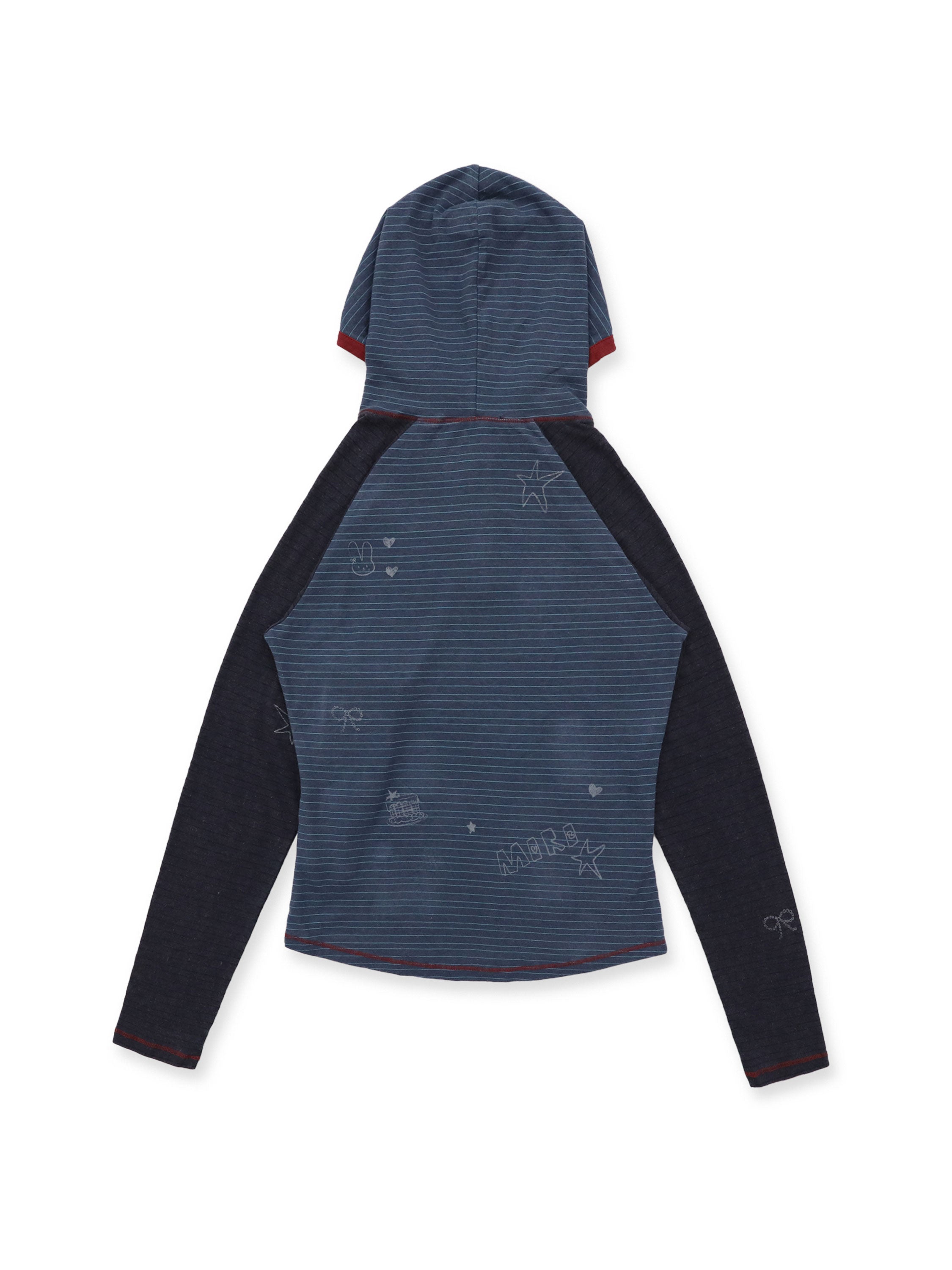 *Striped rhinestone print hooded top