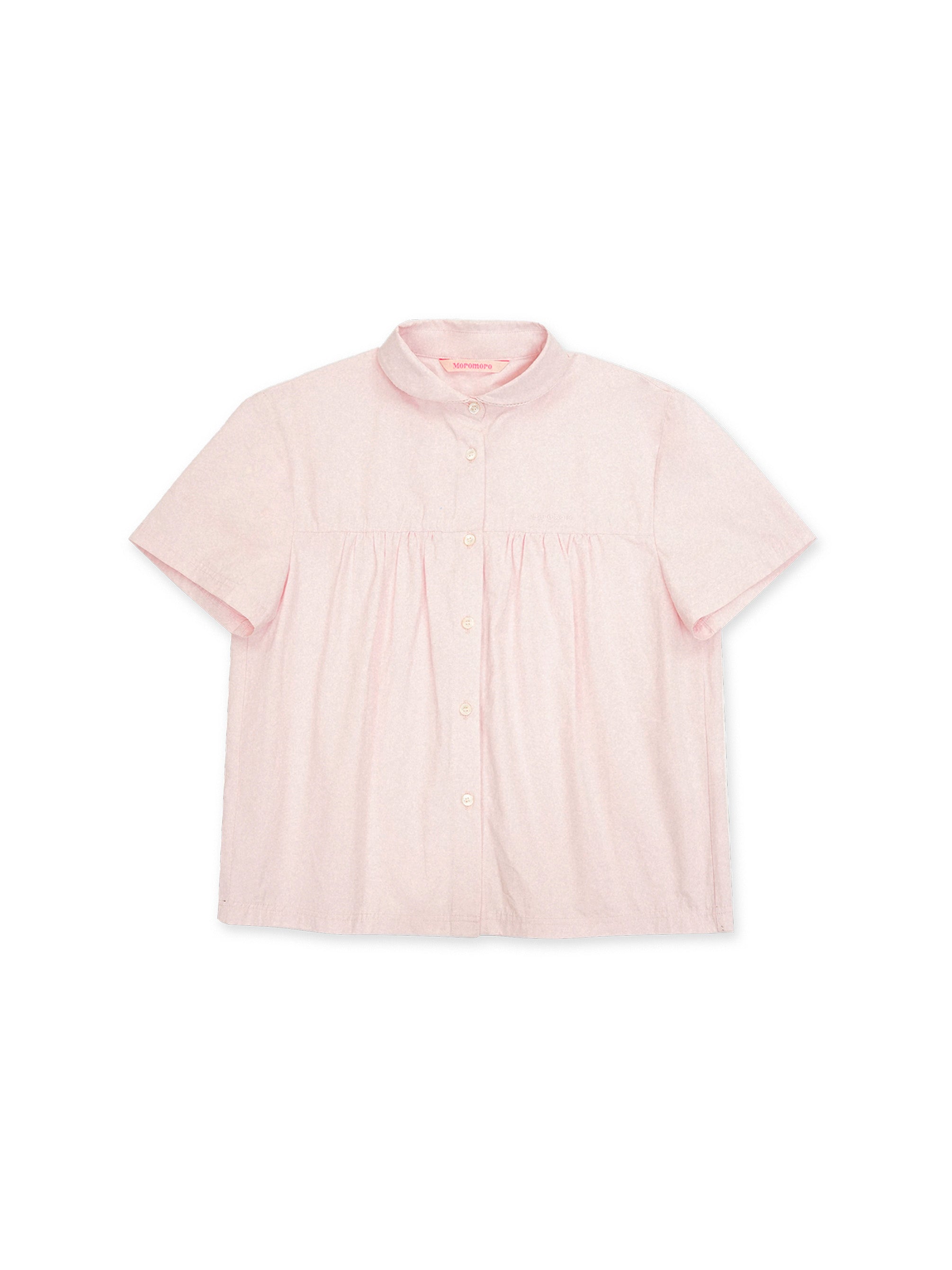 *Peter Pan collar pleated short-sleeved shirt