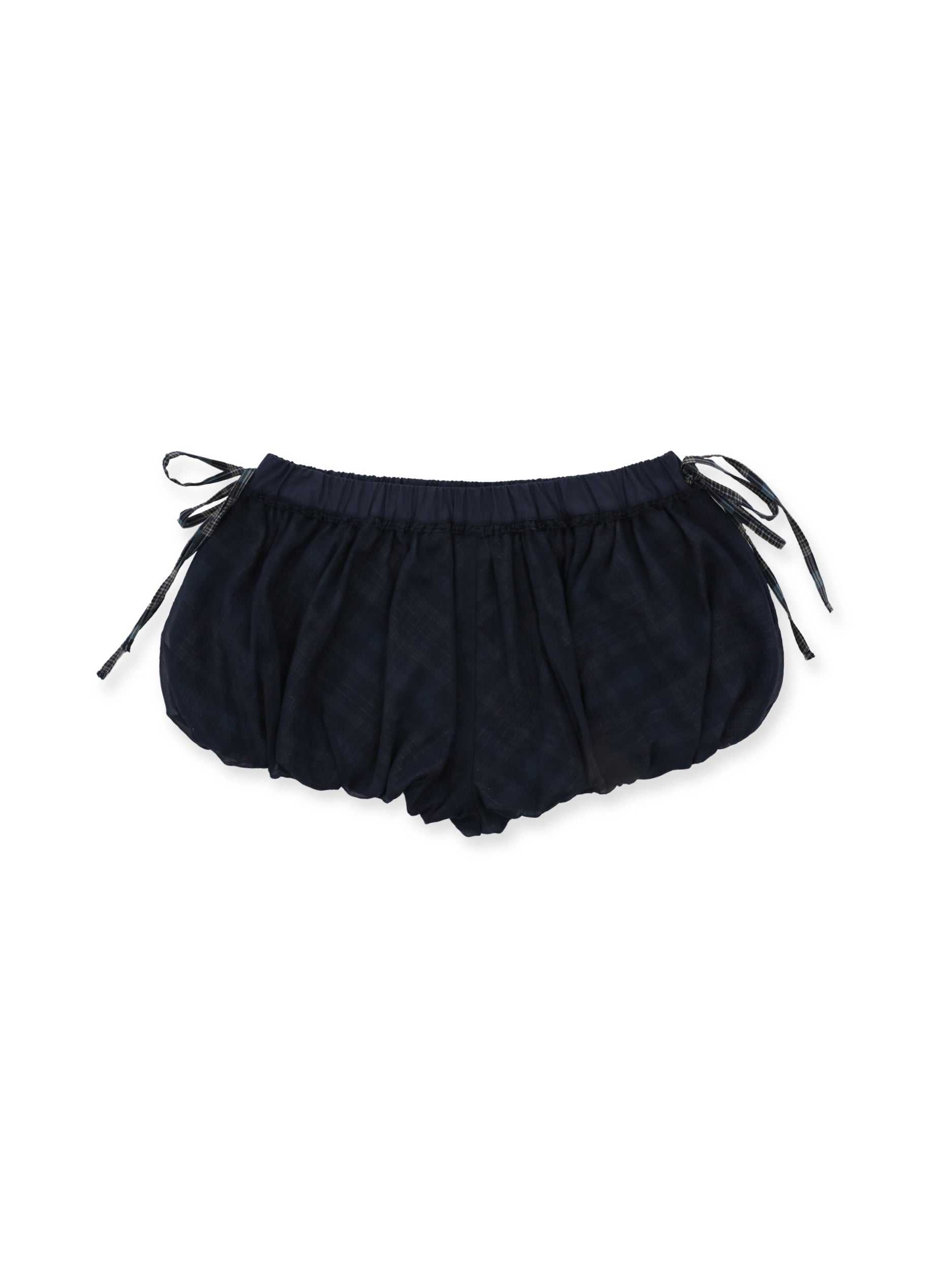 *Plaid patchwork mesh tulip shorts