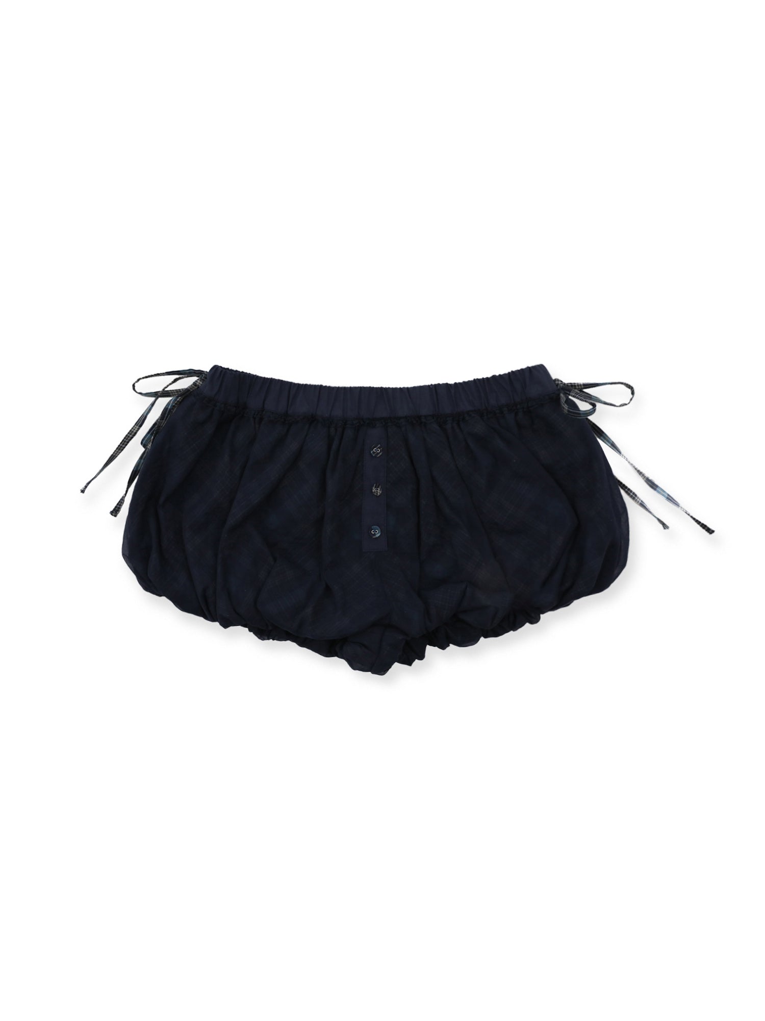 *Plaid patchwork mesh tulip shorts