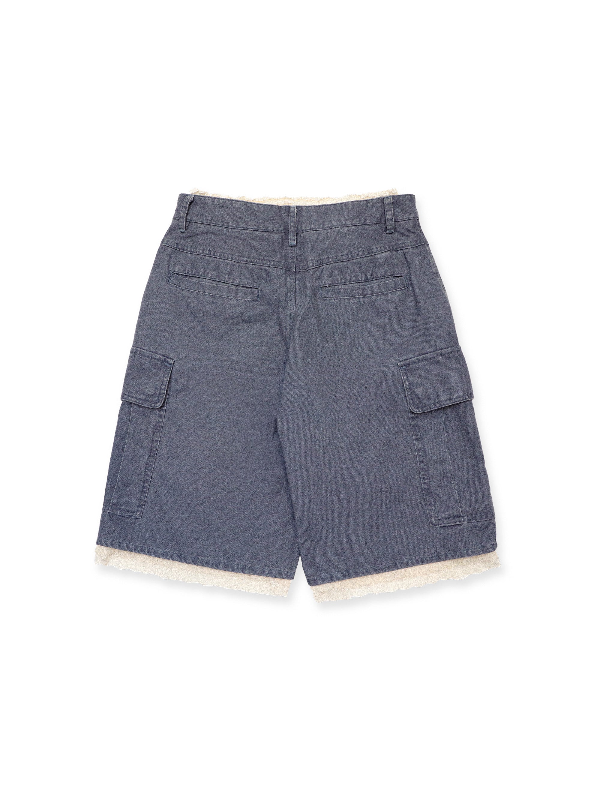 *Lace waistband faux two-piece cargo shorts