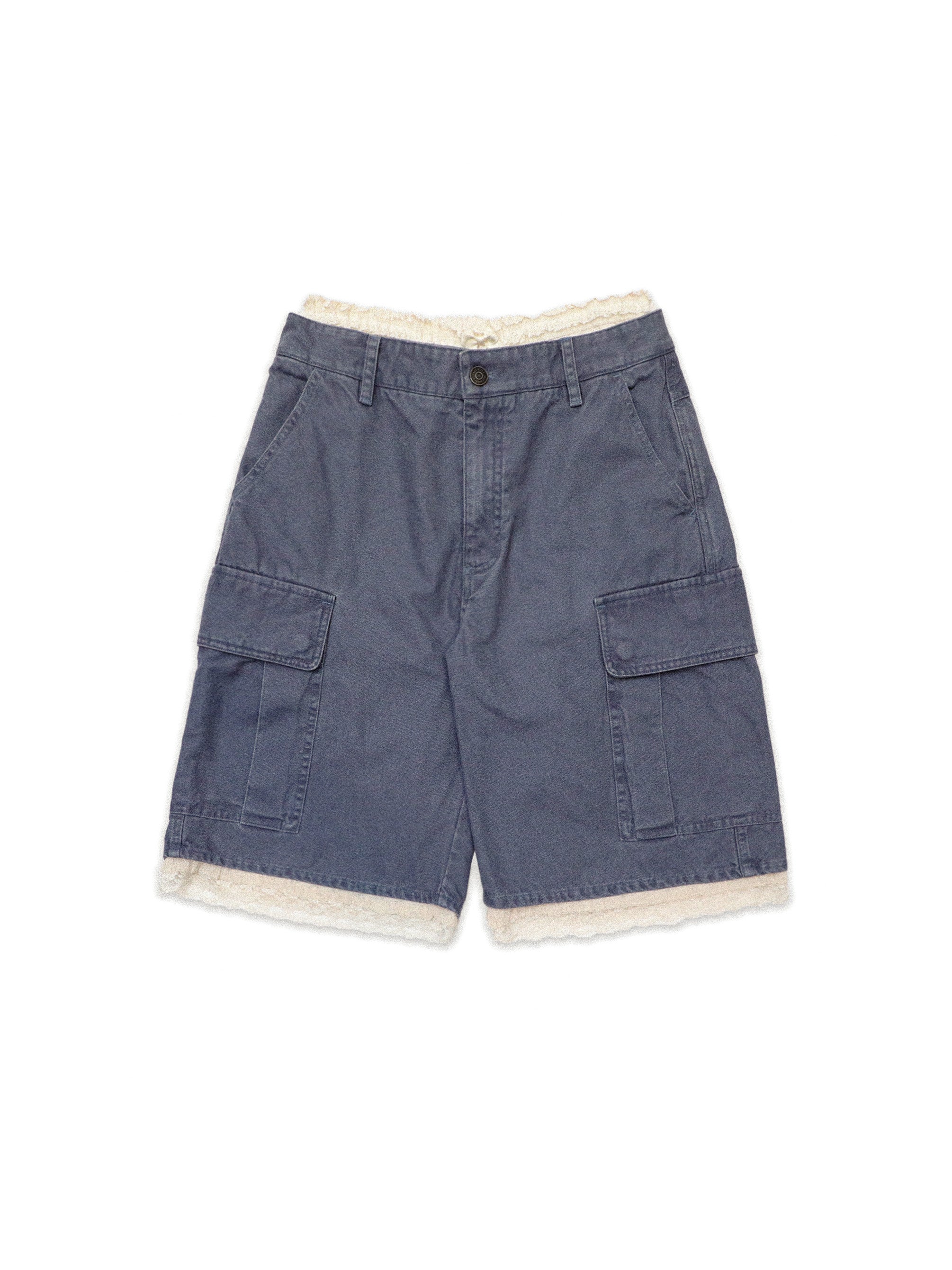 *Lace waistband faux two-piece cargo shorts