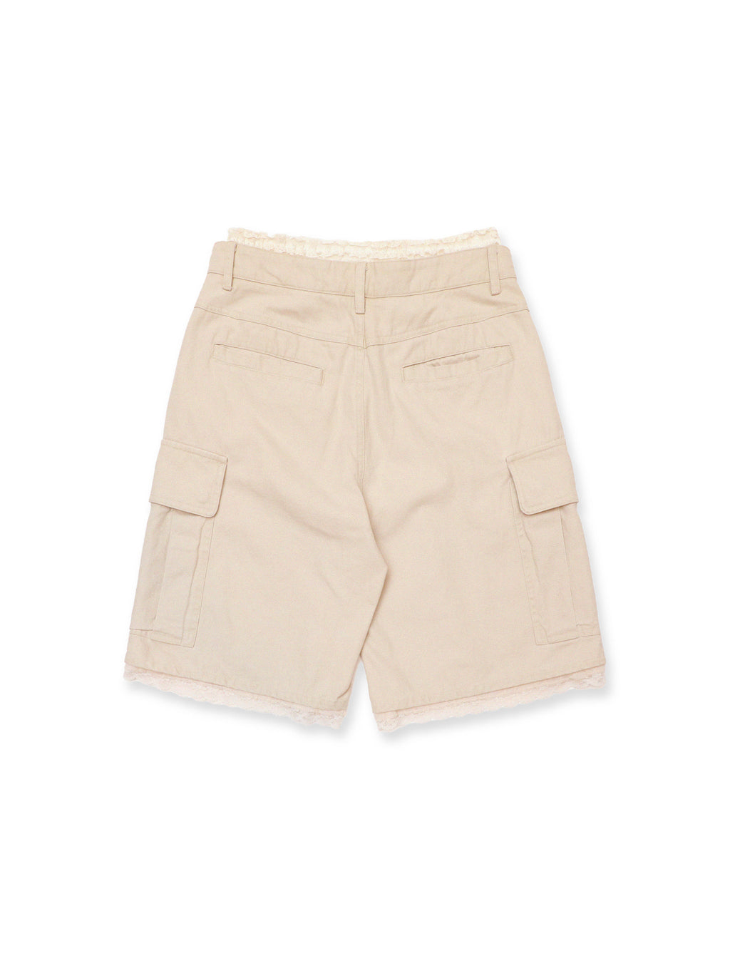 *Lace waistband faux two-piece cargo shorts