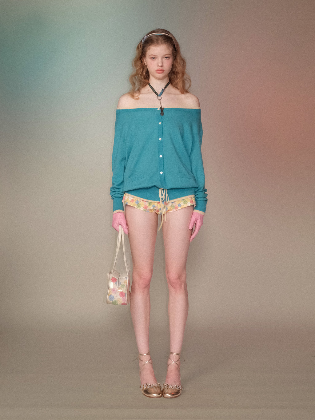 *Fake two-piece floral shorts