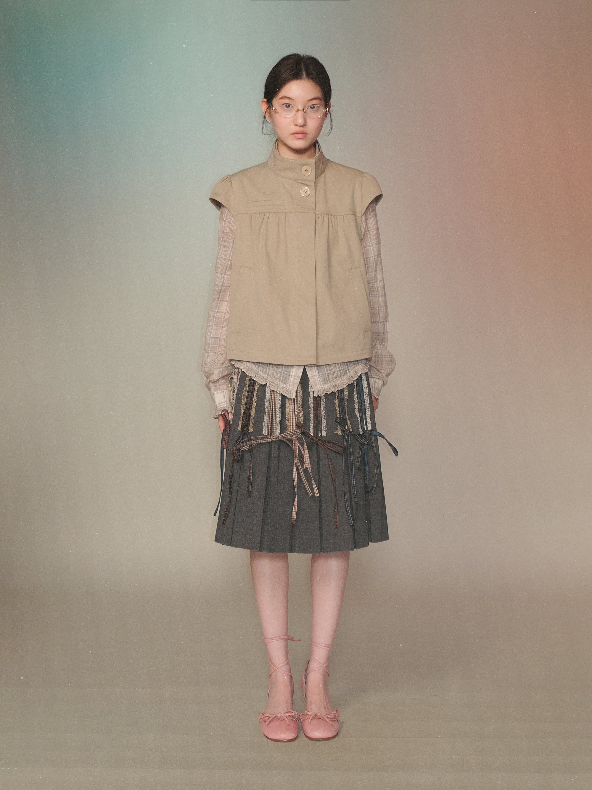 *Retro puff sleeve A-line short-sleeved jacket