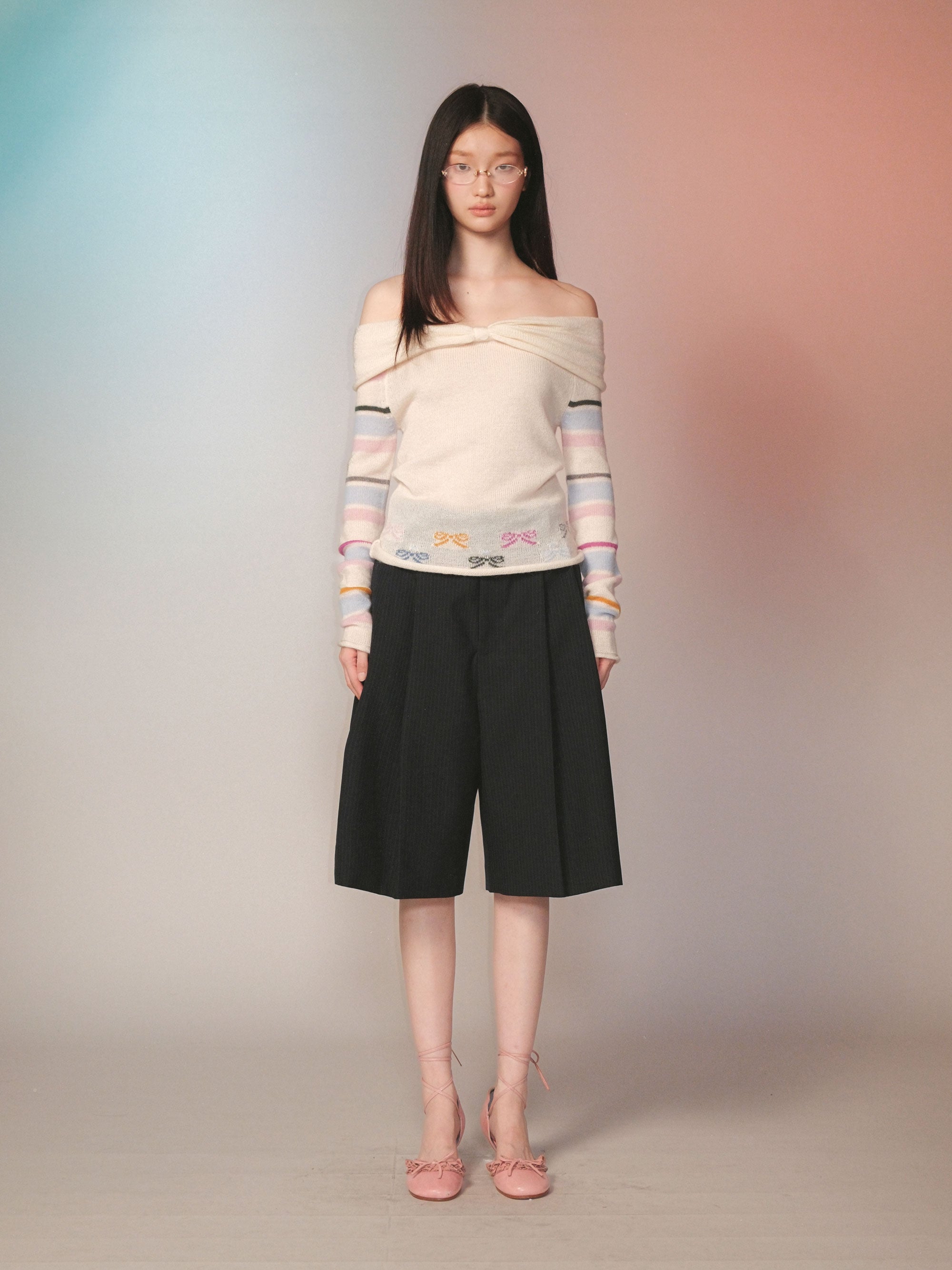 *Striped bow sweater
