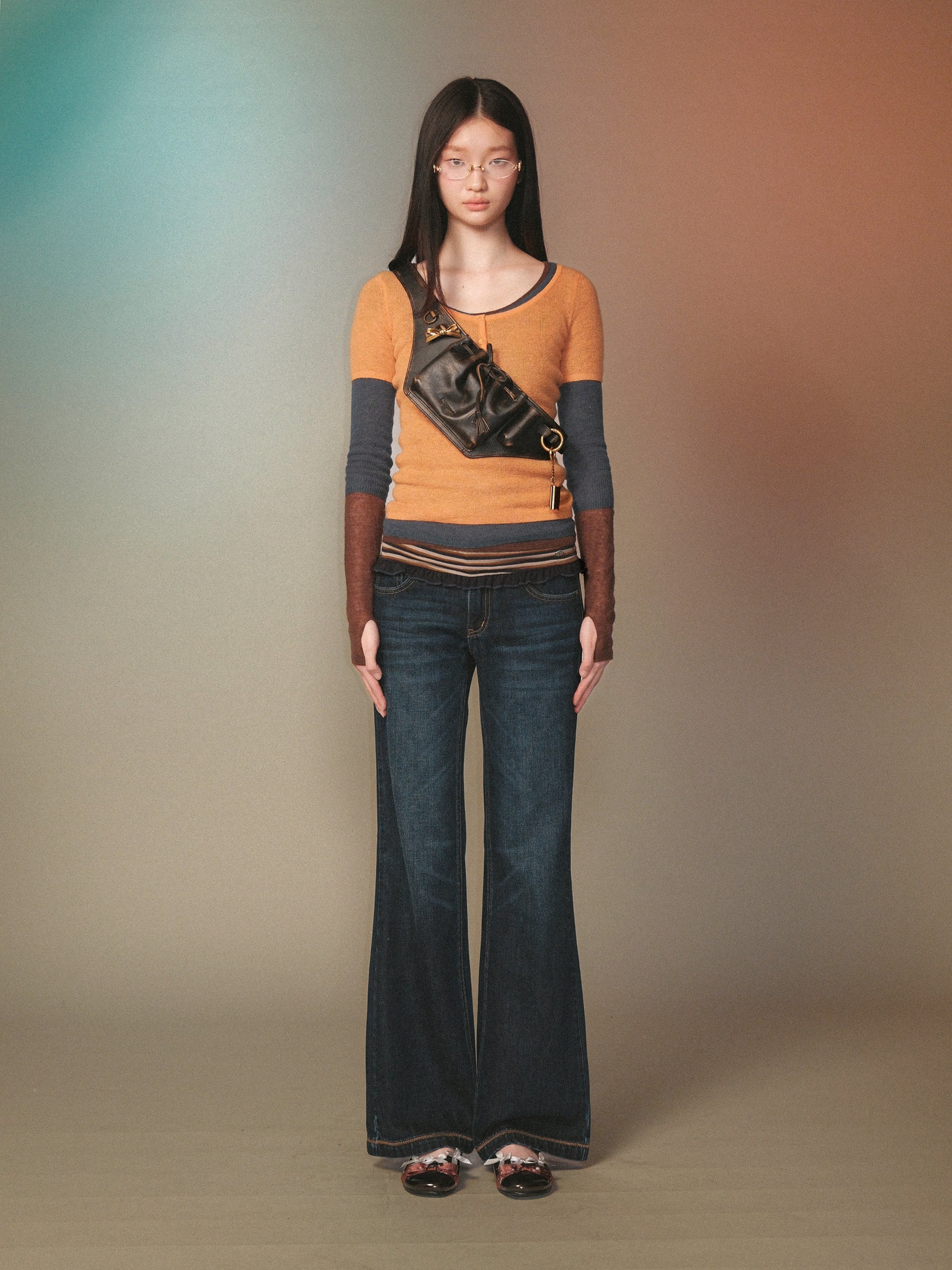 *Three layered color-blocked sweaters