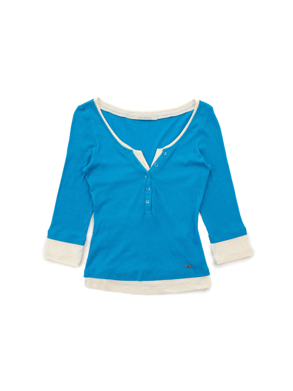 *Faux two-piece color-blocked Henley collar T-shirt