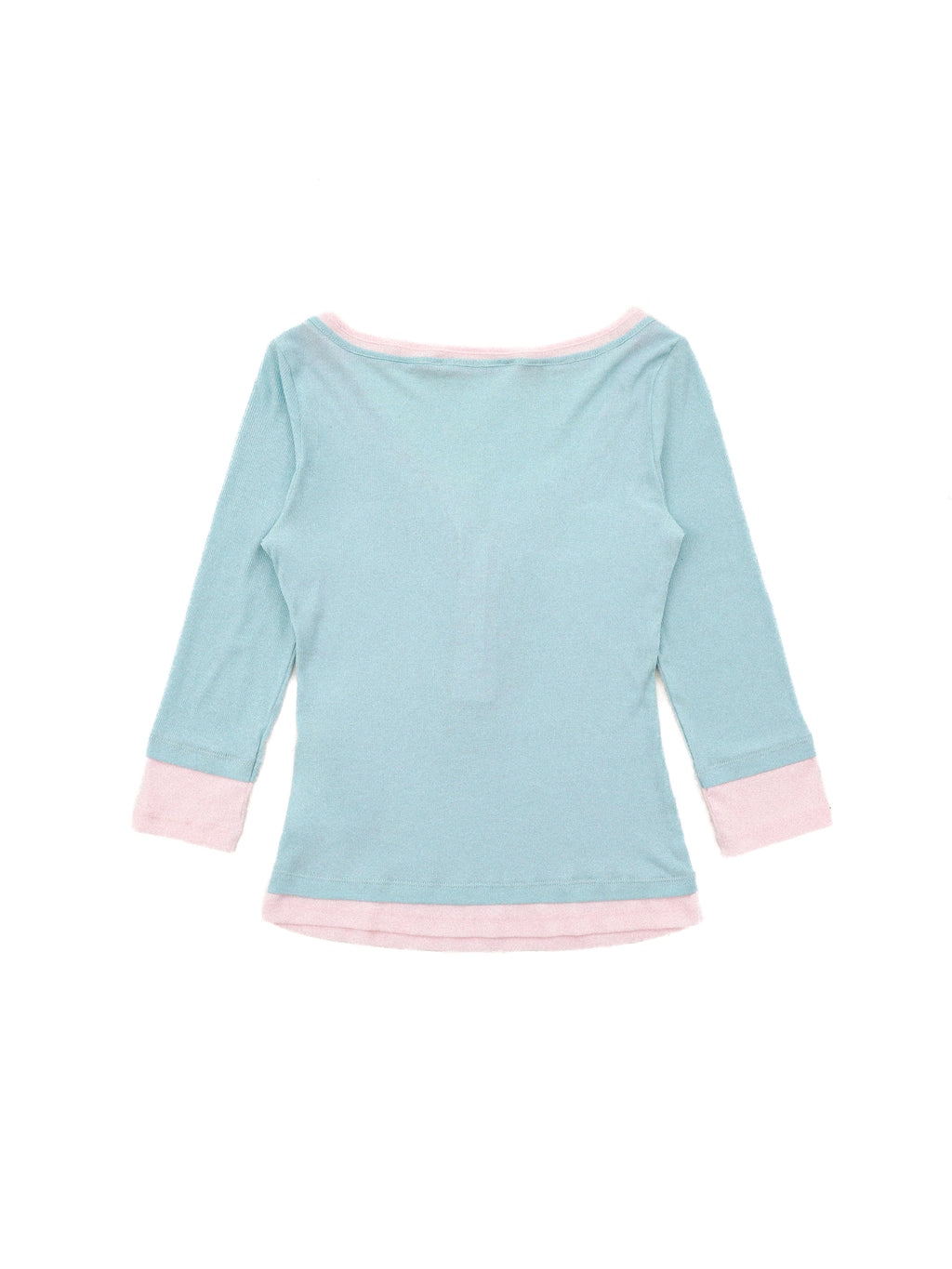 *Faux two-piece color-blocked Henley collar T-shirt