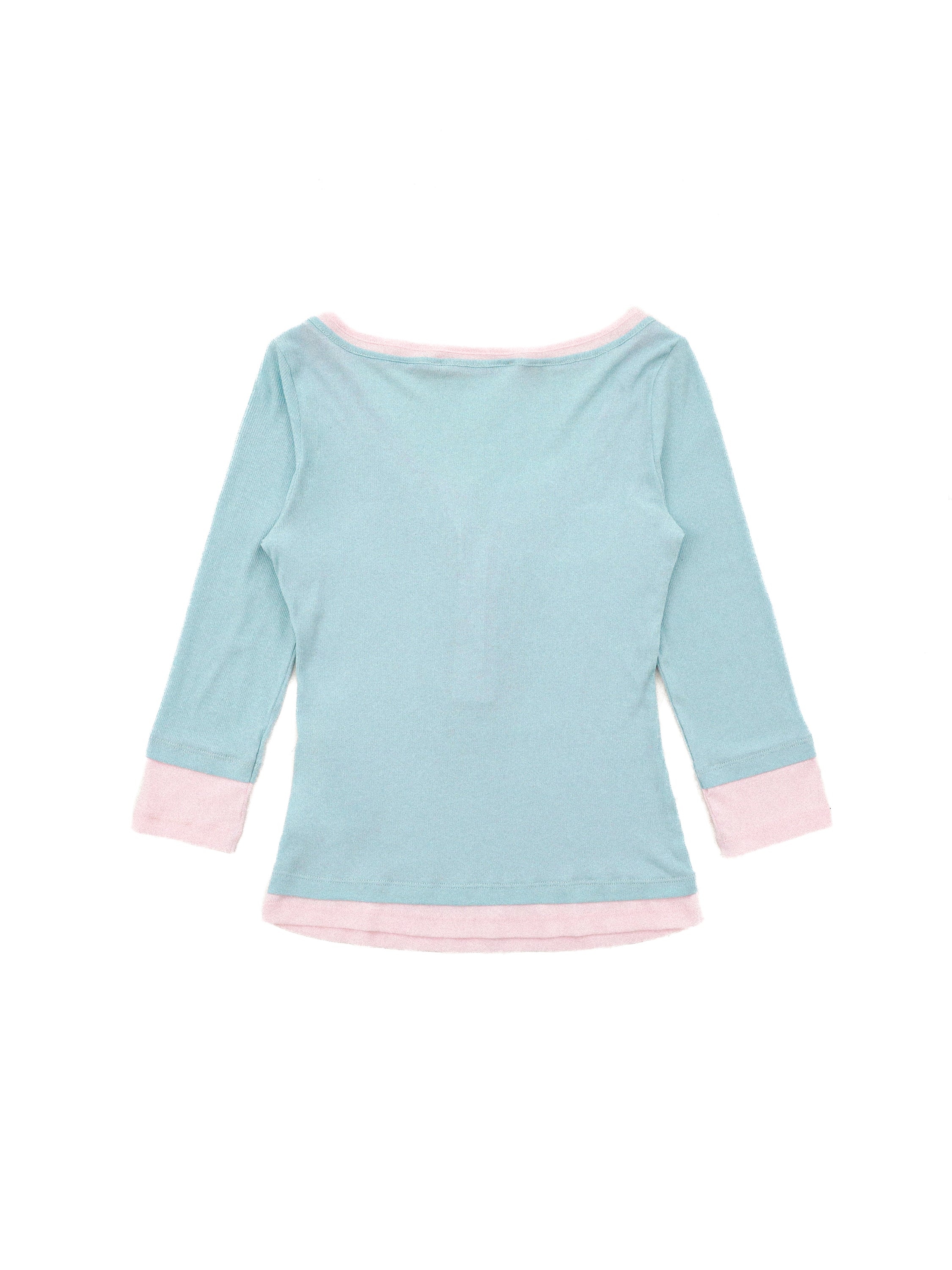 *Faux two-piece color-blocked Henley collar T-shirt