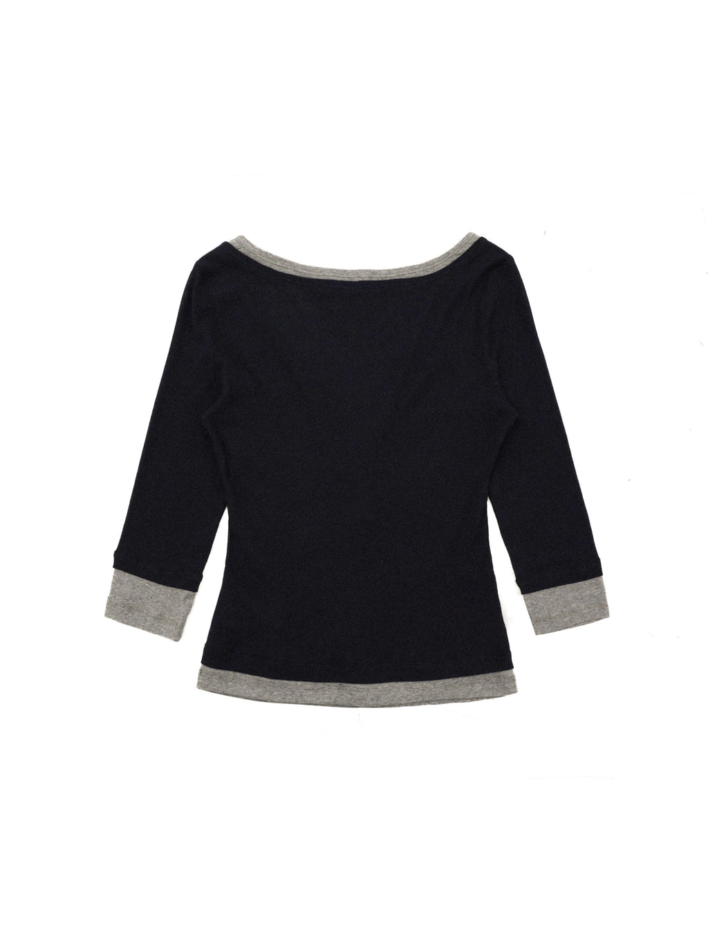 *Faux two-piece color-blocked Henley collar T-shirt
