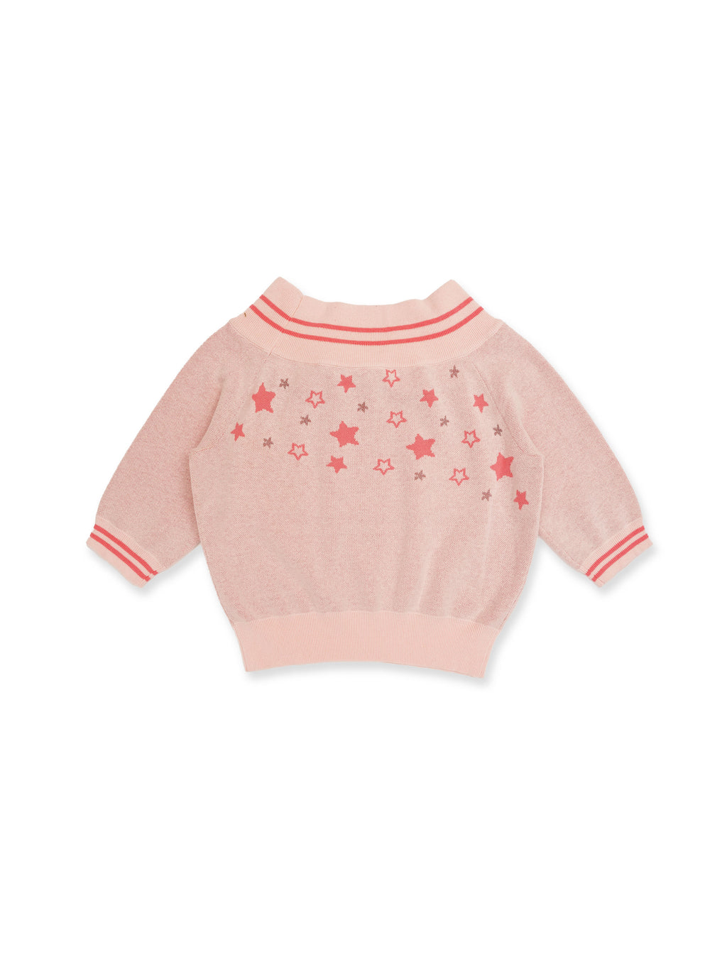 *Off-the-shoulder star-patterned short-sleeved knit top