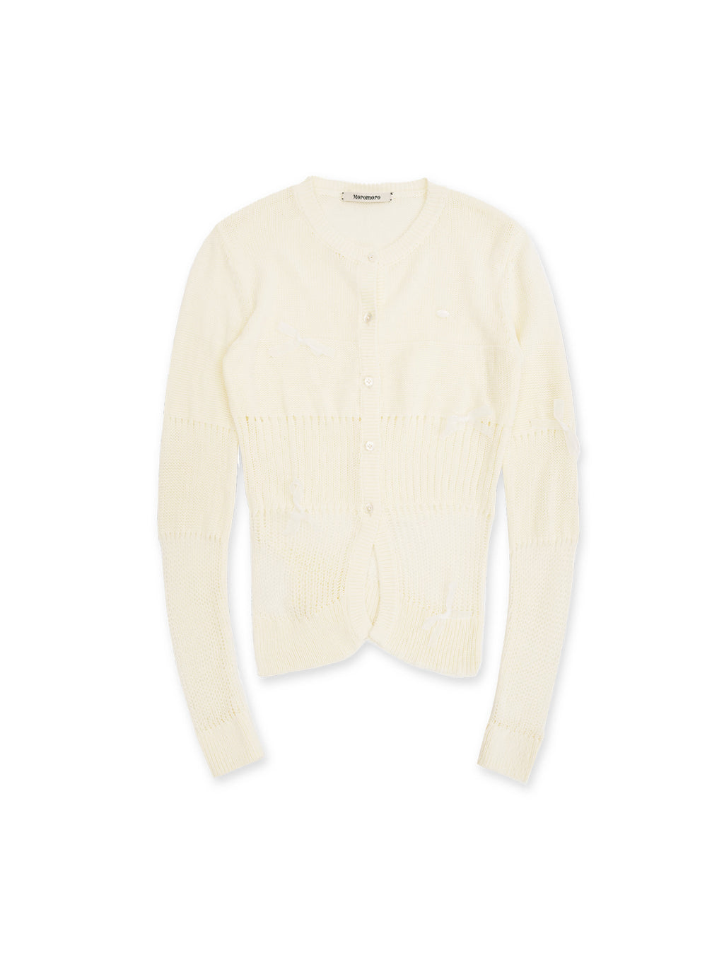 *Water mill hollow mesh bow cardigan