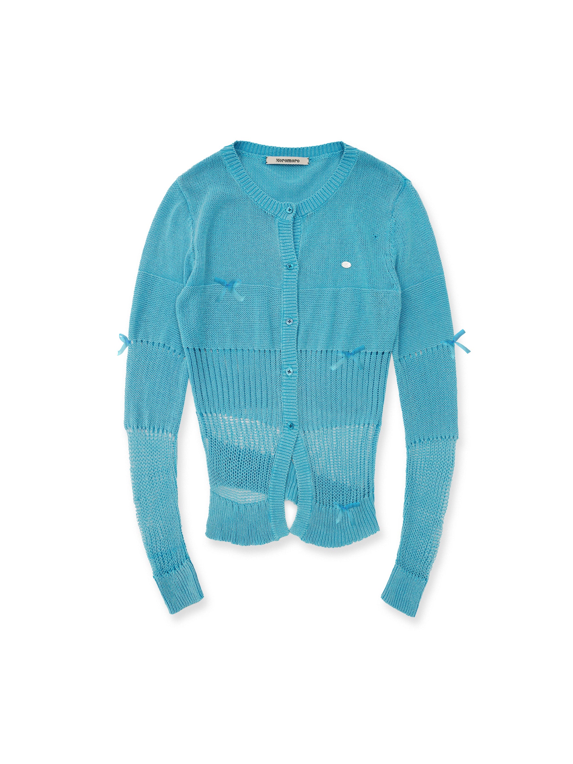 *Water mill hollow mesh bow cardigan