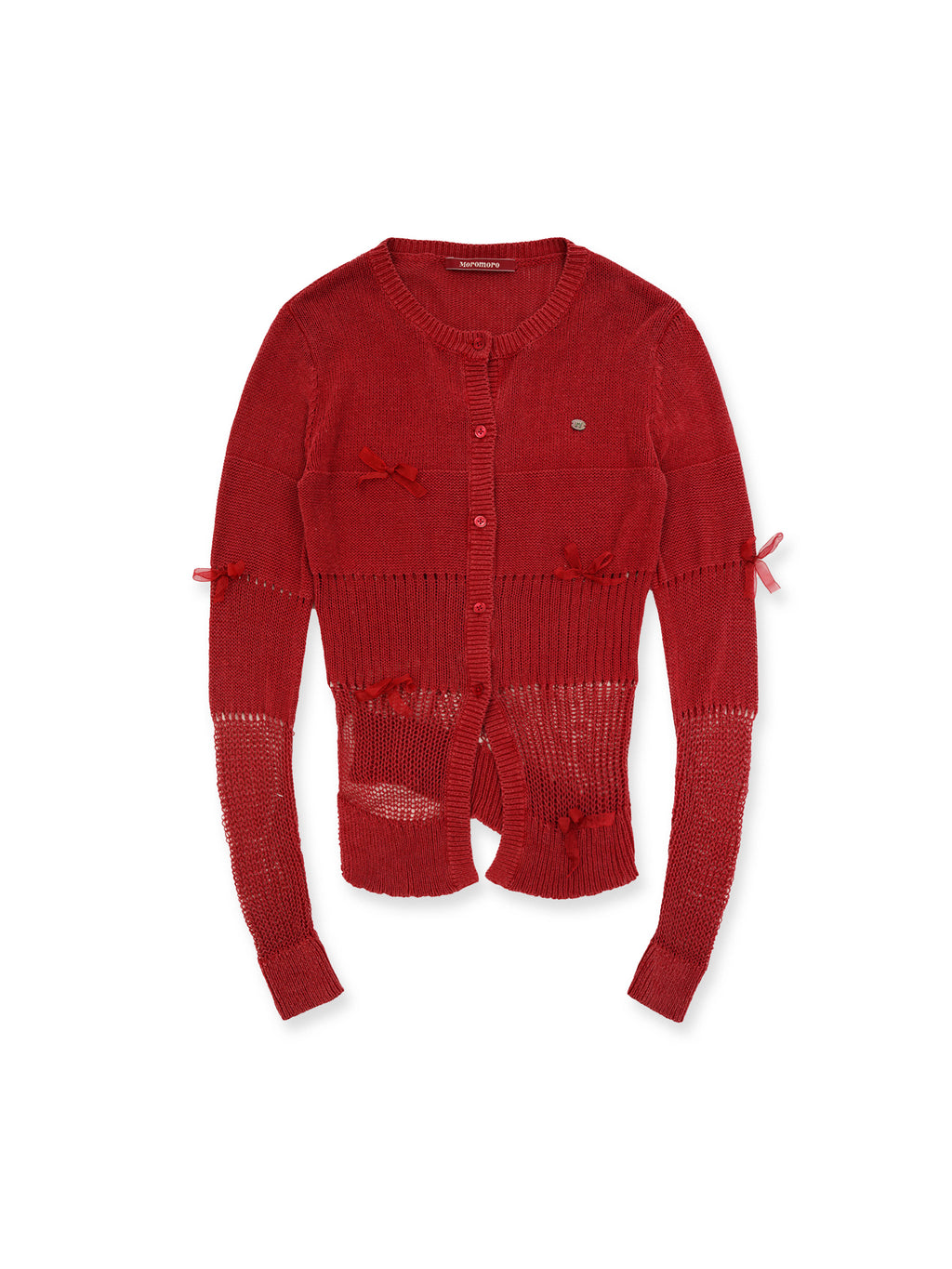 *Water mill hollow mesh bow cardigan