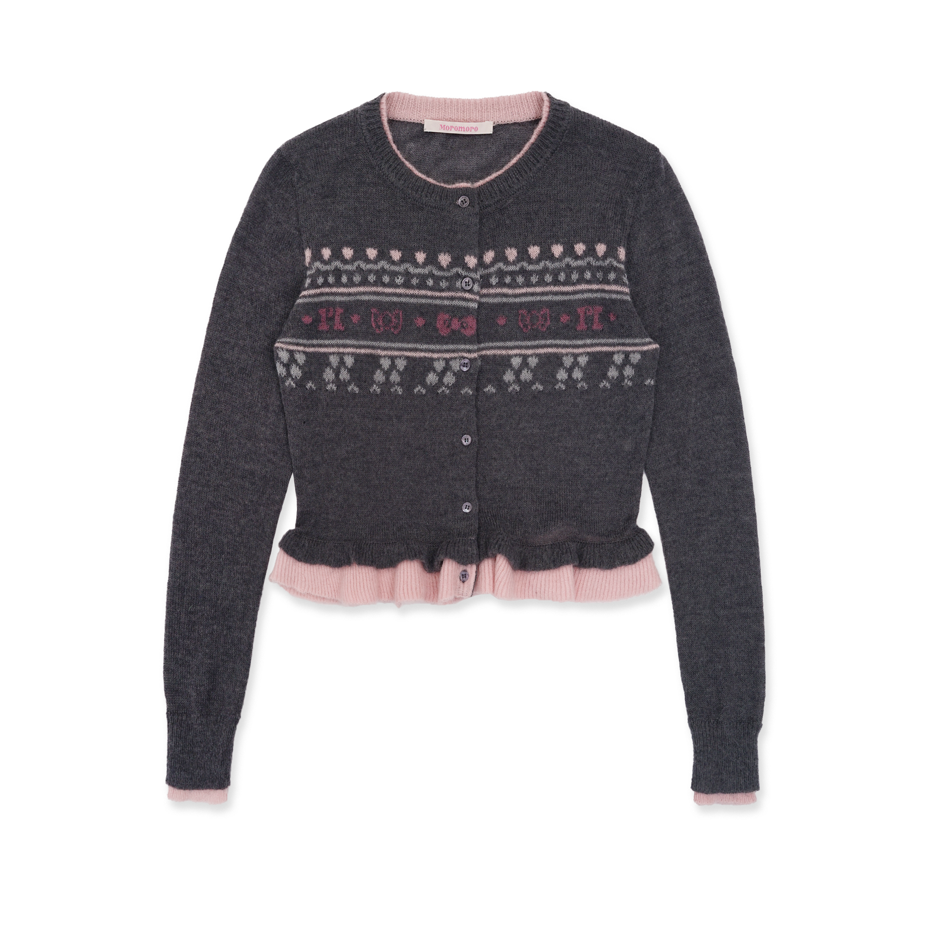 Fair Isle Rufle Layered Cardigan