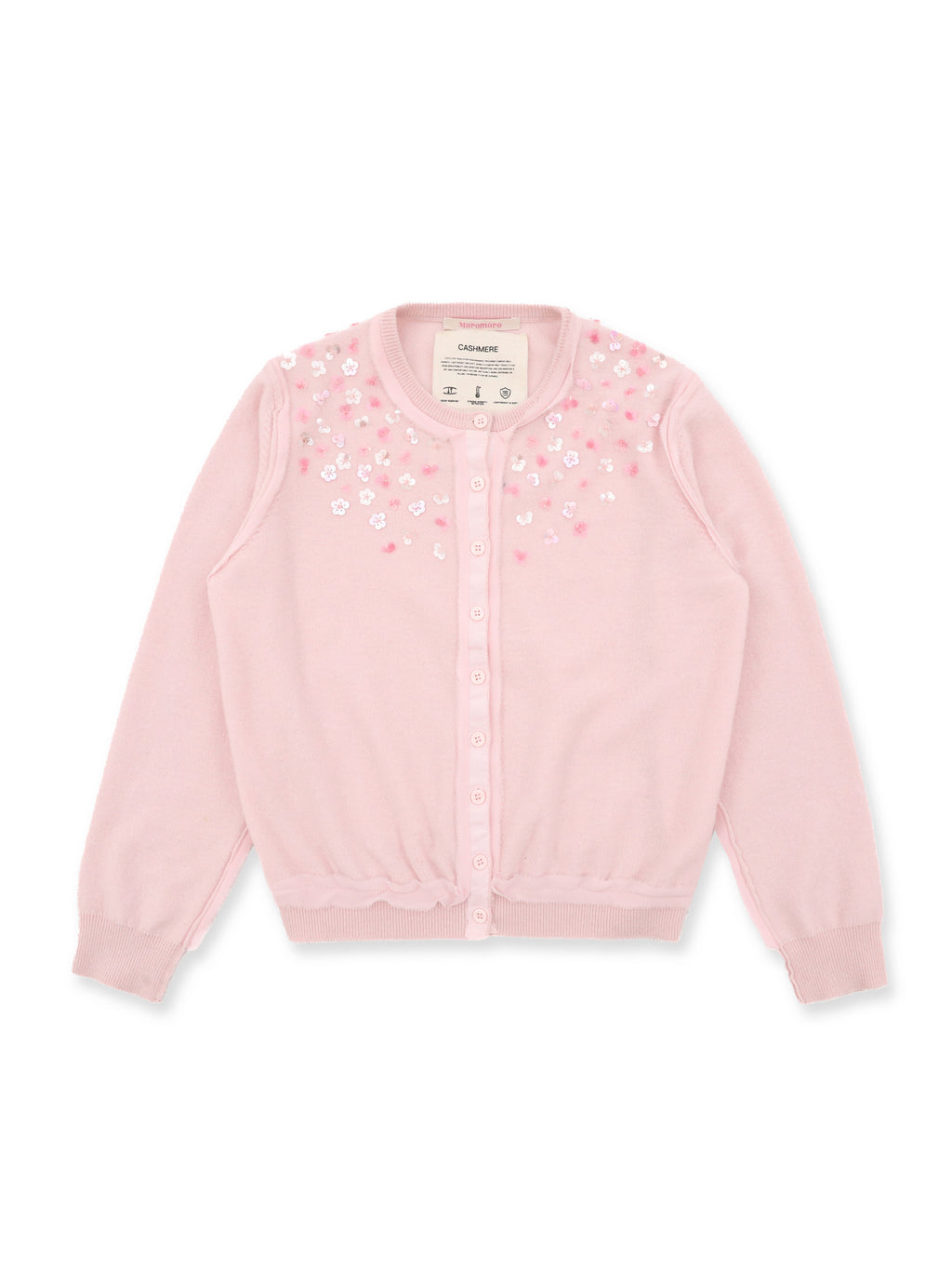*Hand-sewn sequined round neck cardigan