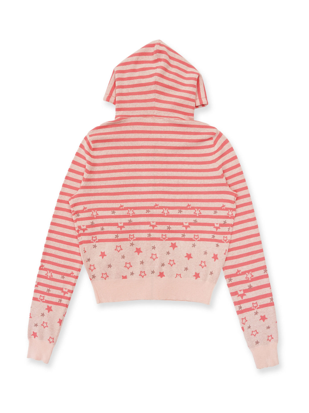 *Striped star jacquard rhinestone hooded cardigan