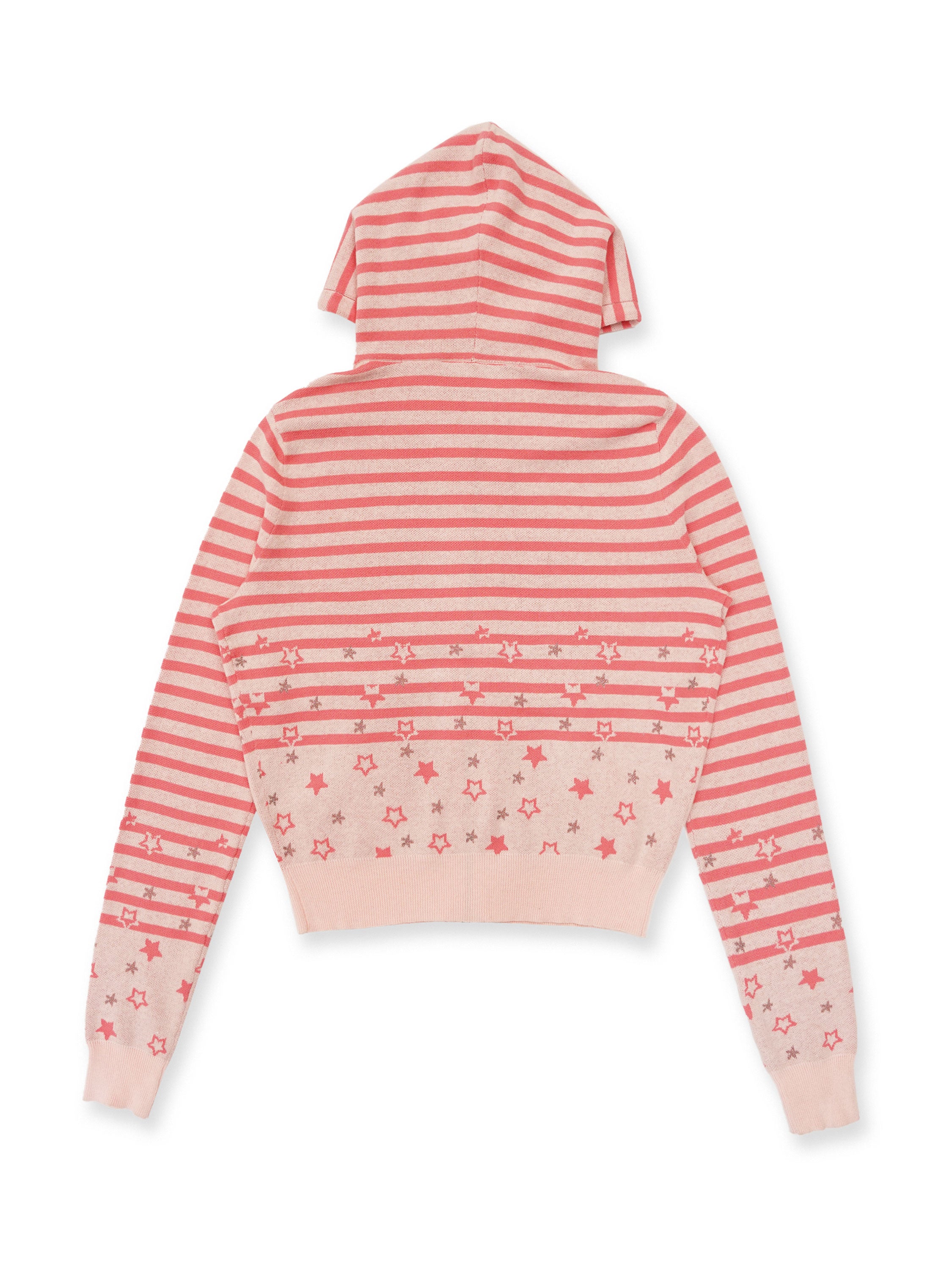 *Striped star jacquard rhinestone hooded cardigan