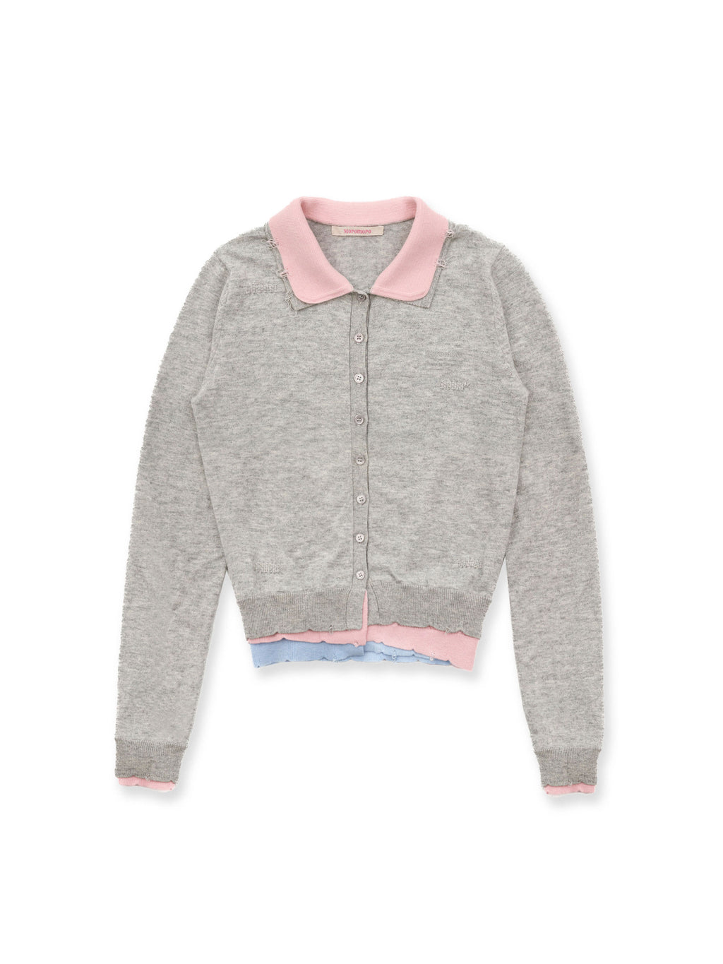 *Color-blocked faux three-piece cardigan