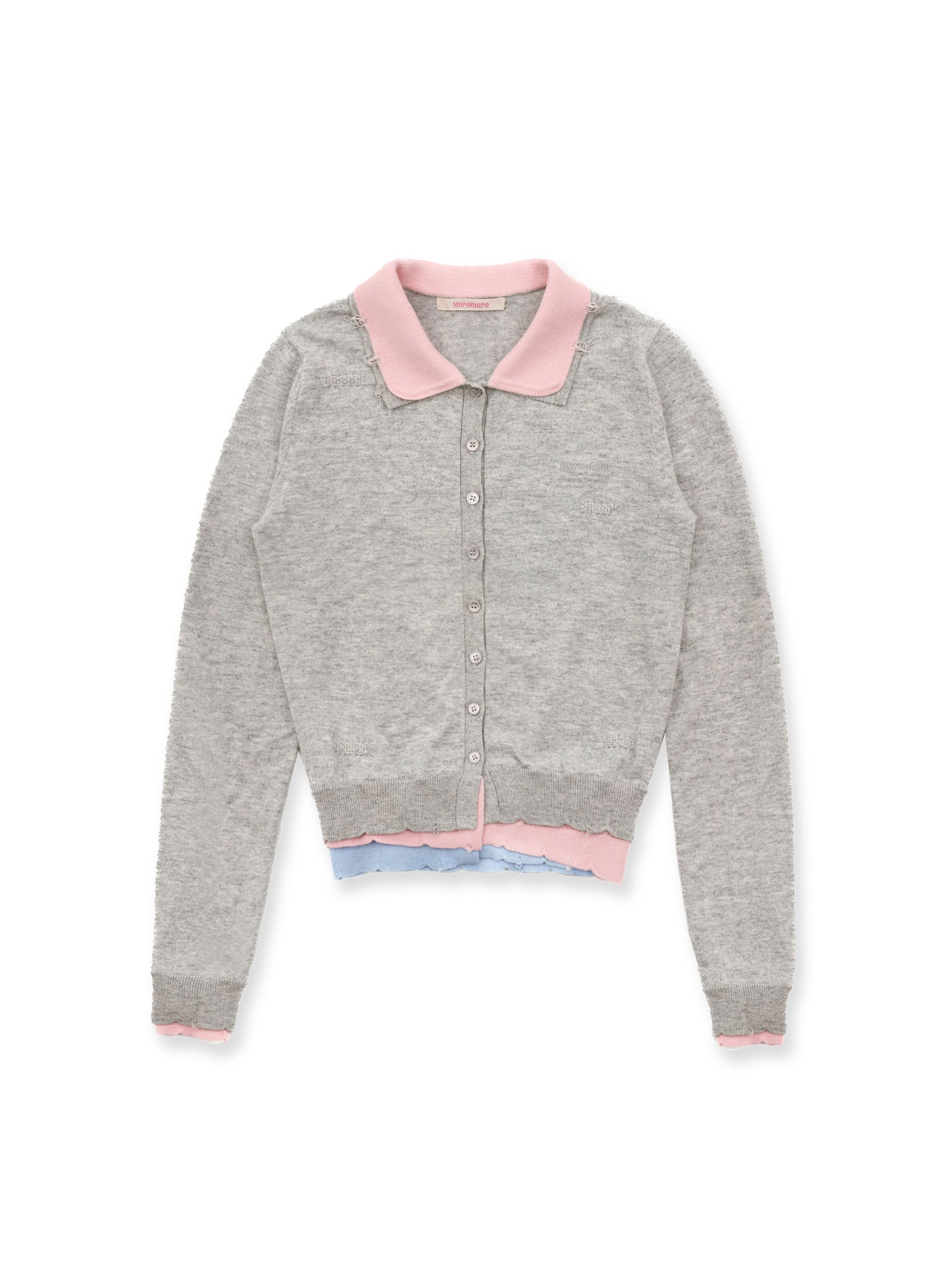 *Color-blocked faux three-piece cardigan