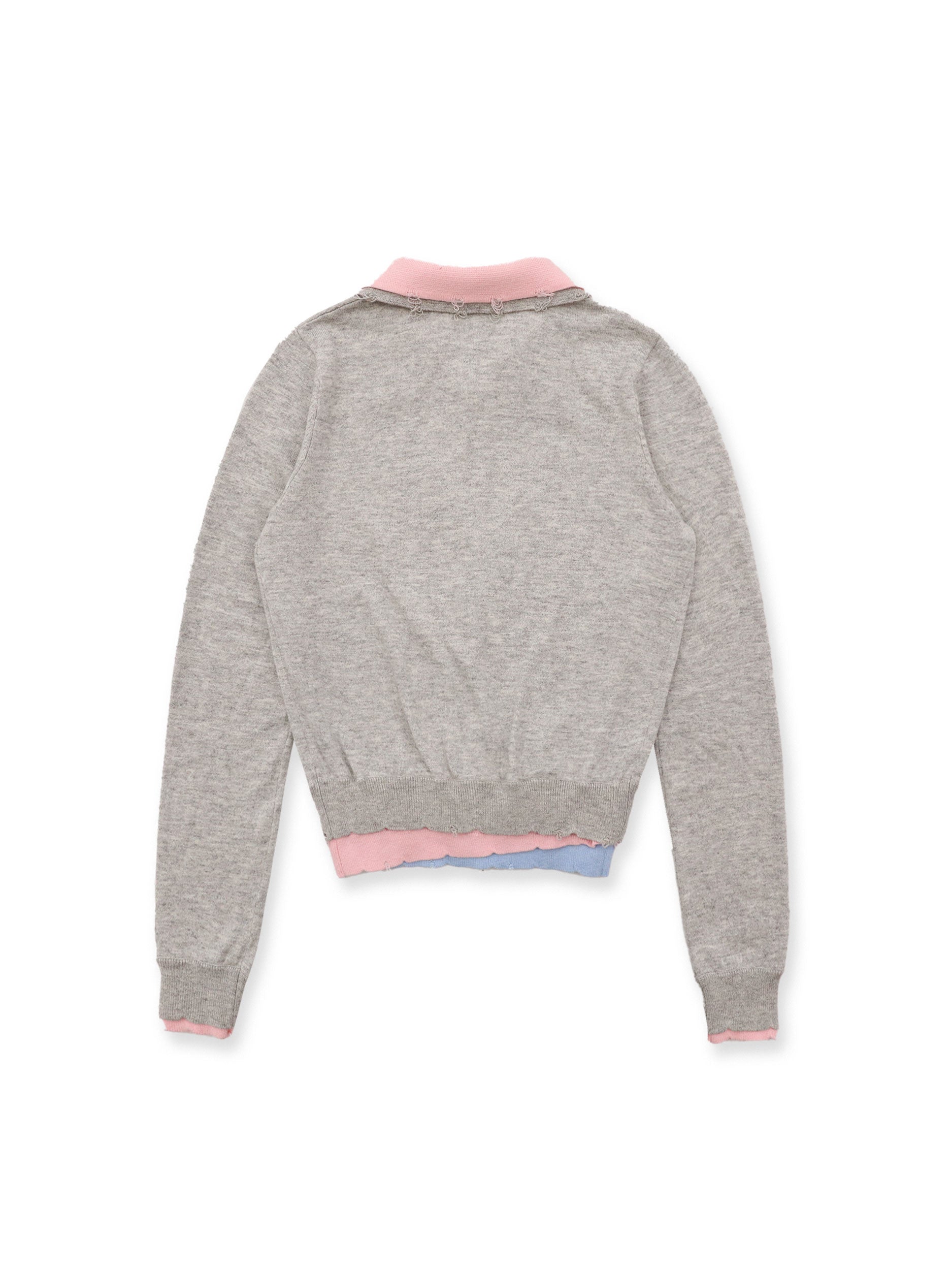 *Color-blocked faux three-piece cardigan
