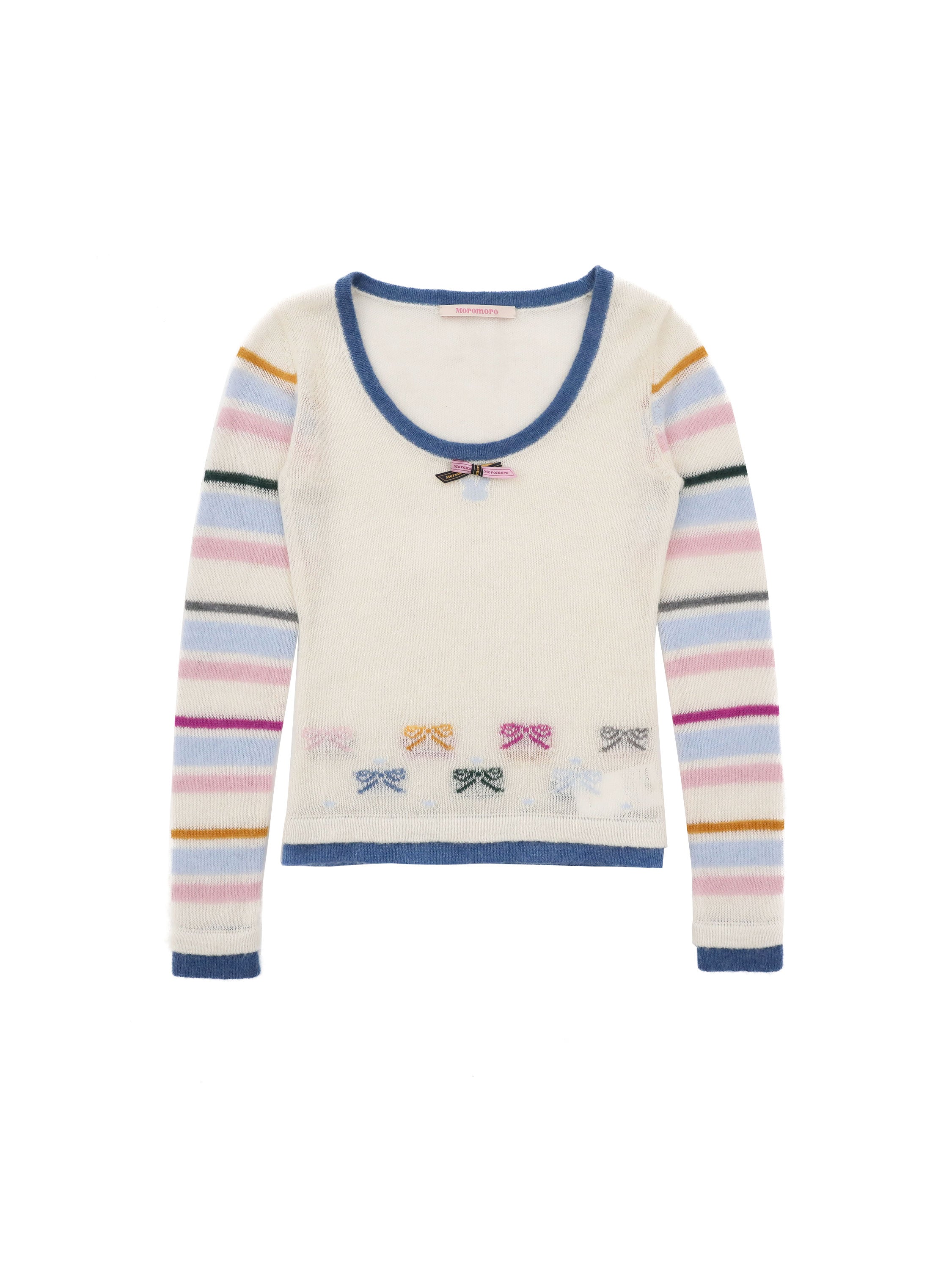 *Striped wide neckline sweater
