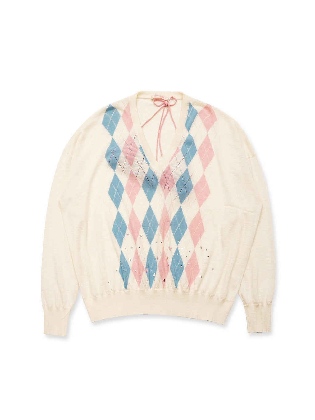 *Springtime diamond V-neck sweater