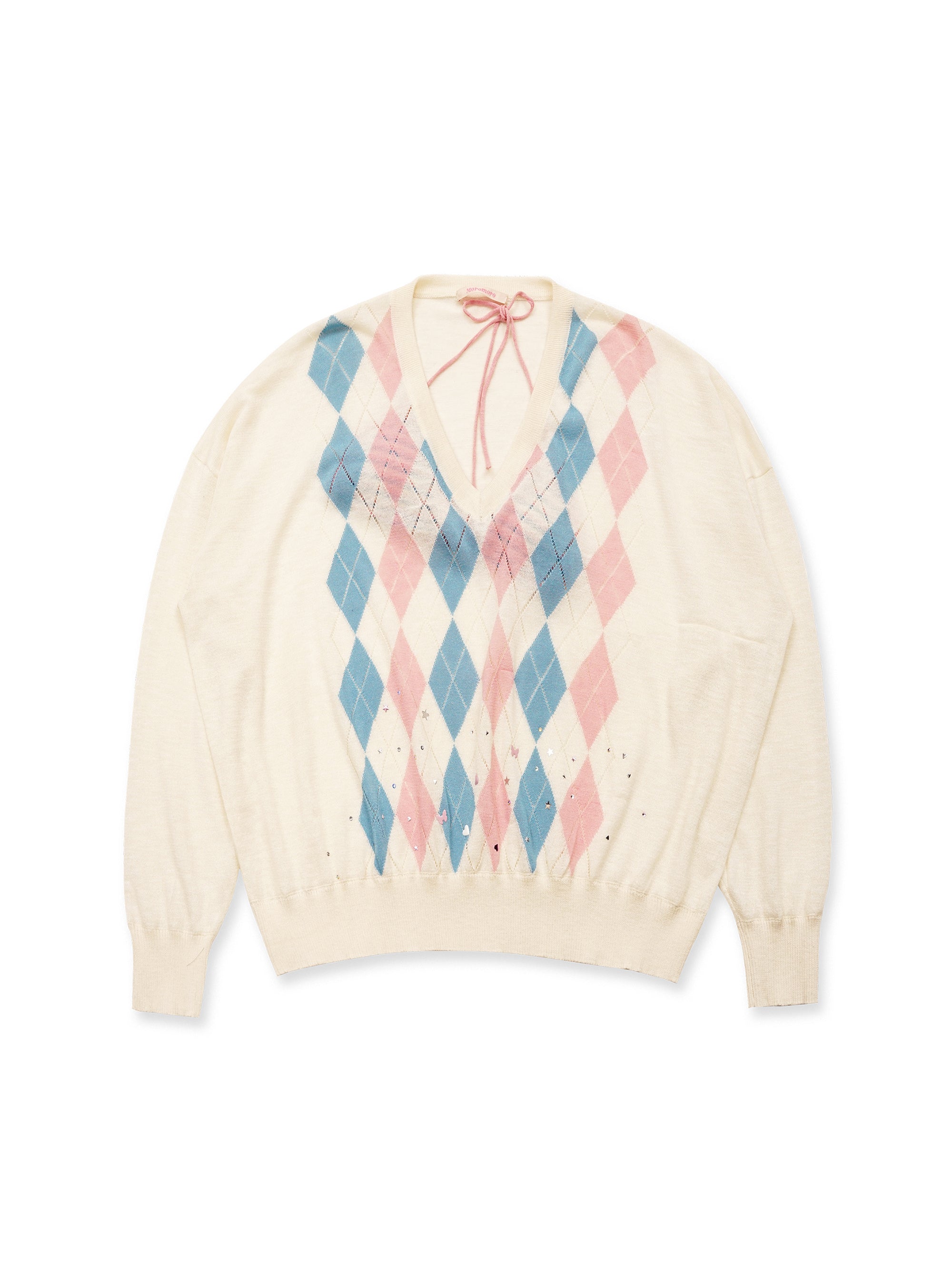 *Springtime diamond V-neck sweater