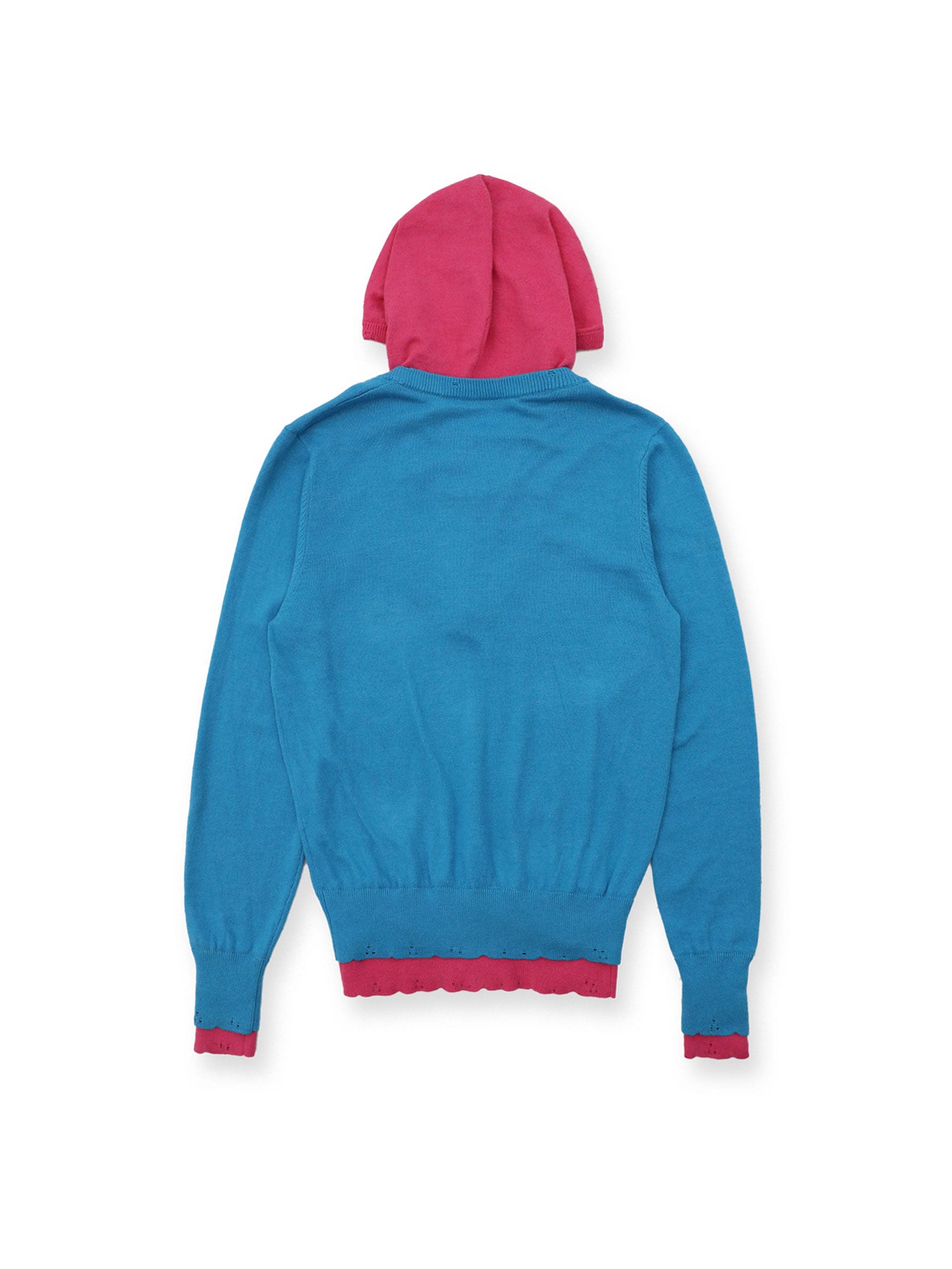 *Patchwork Faux Two-Piece Hooded Sweater