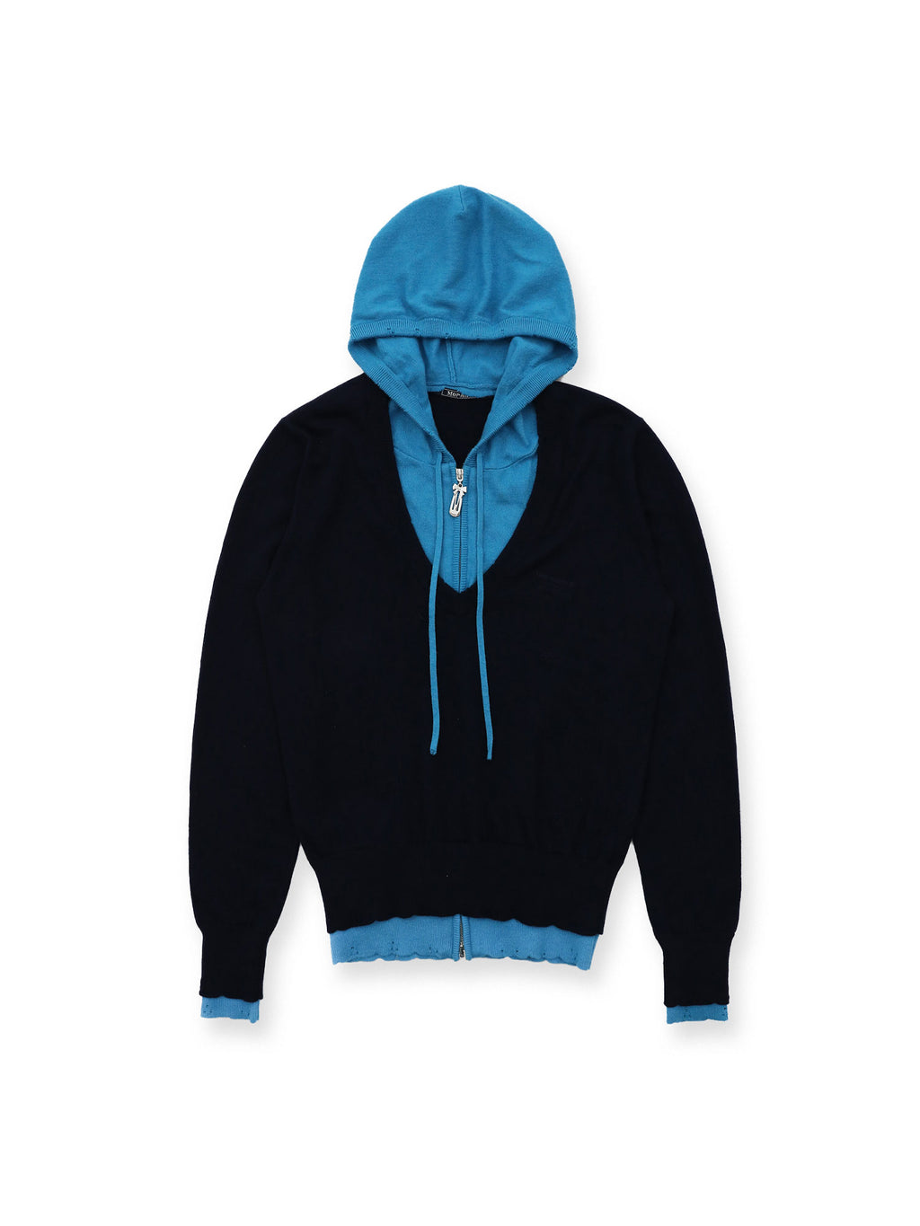 *Patchwork Faux Two-Piece Hooded Sweater