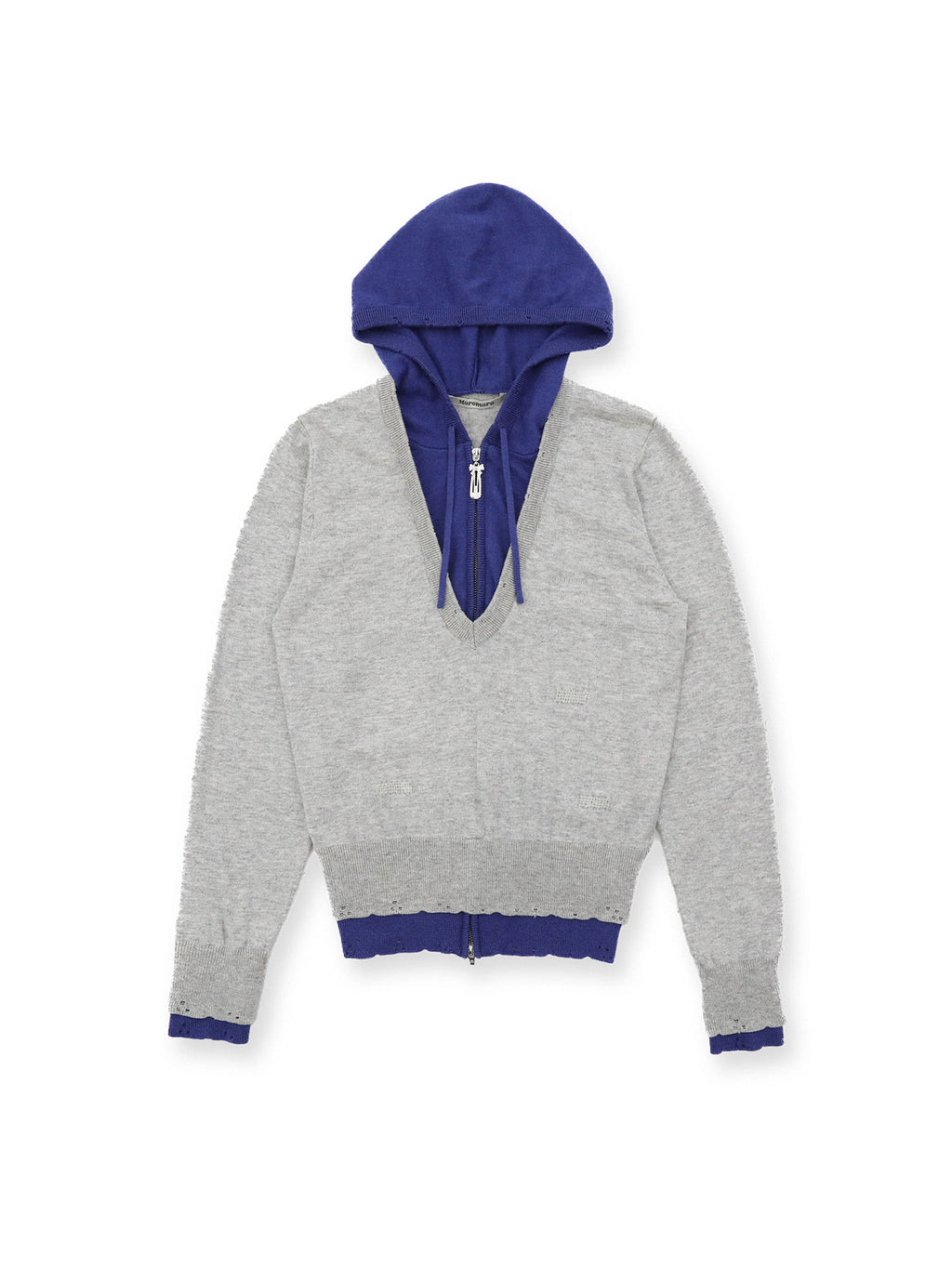*Patchwork Faux Two-Piece Hooded Sweater