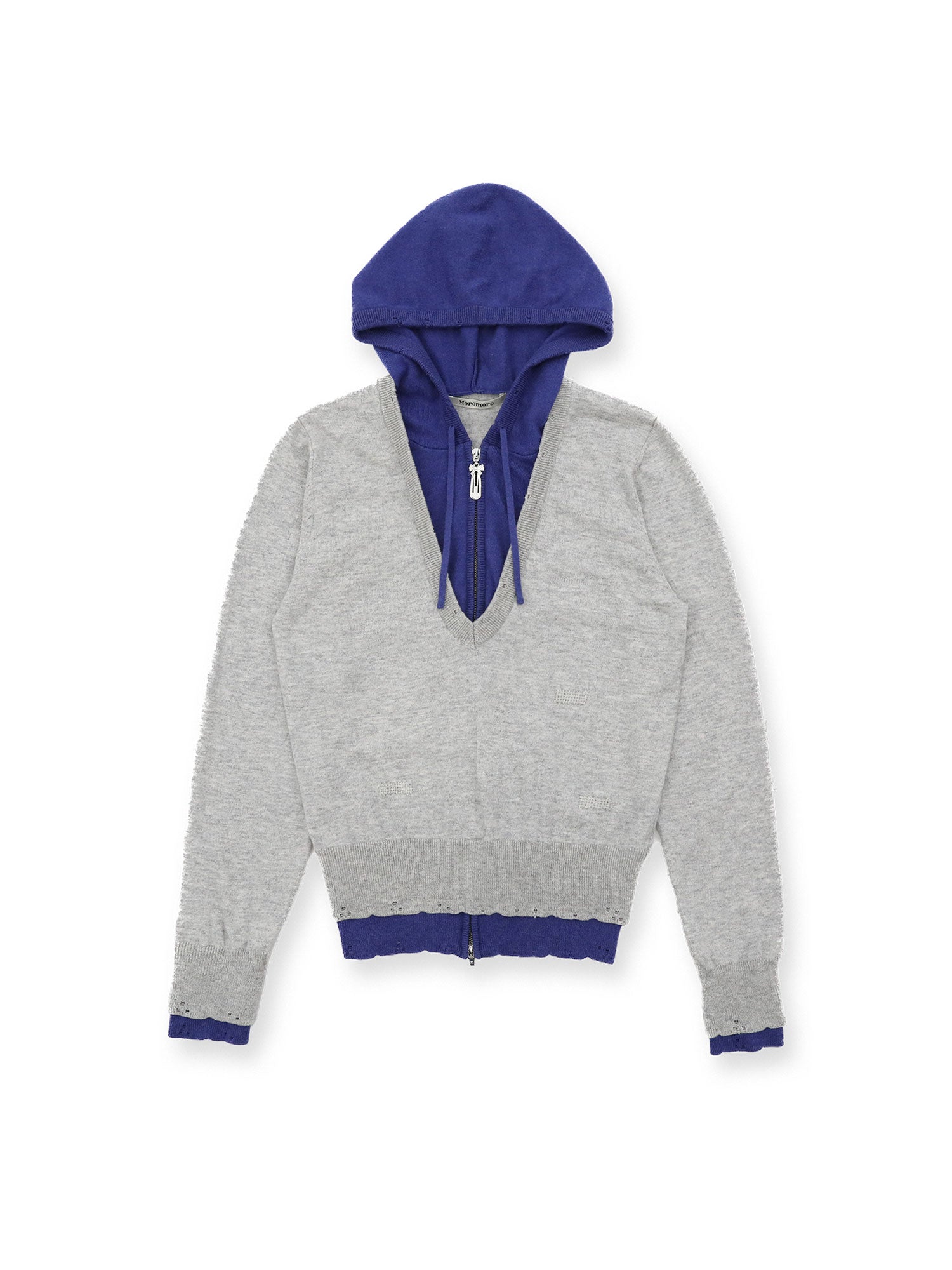 *Patchwork Faux Two-Piece Hooded Sweater