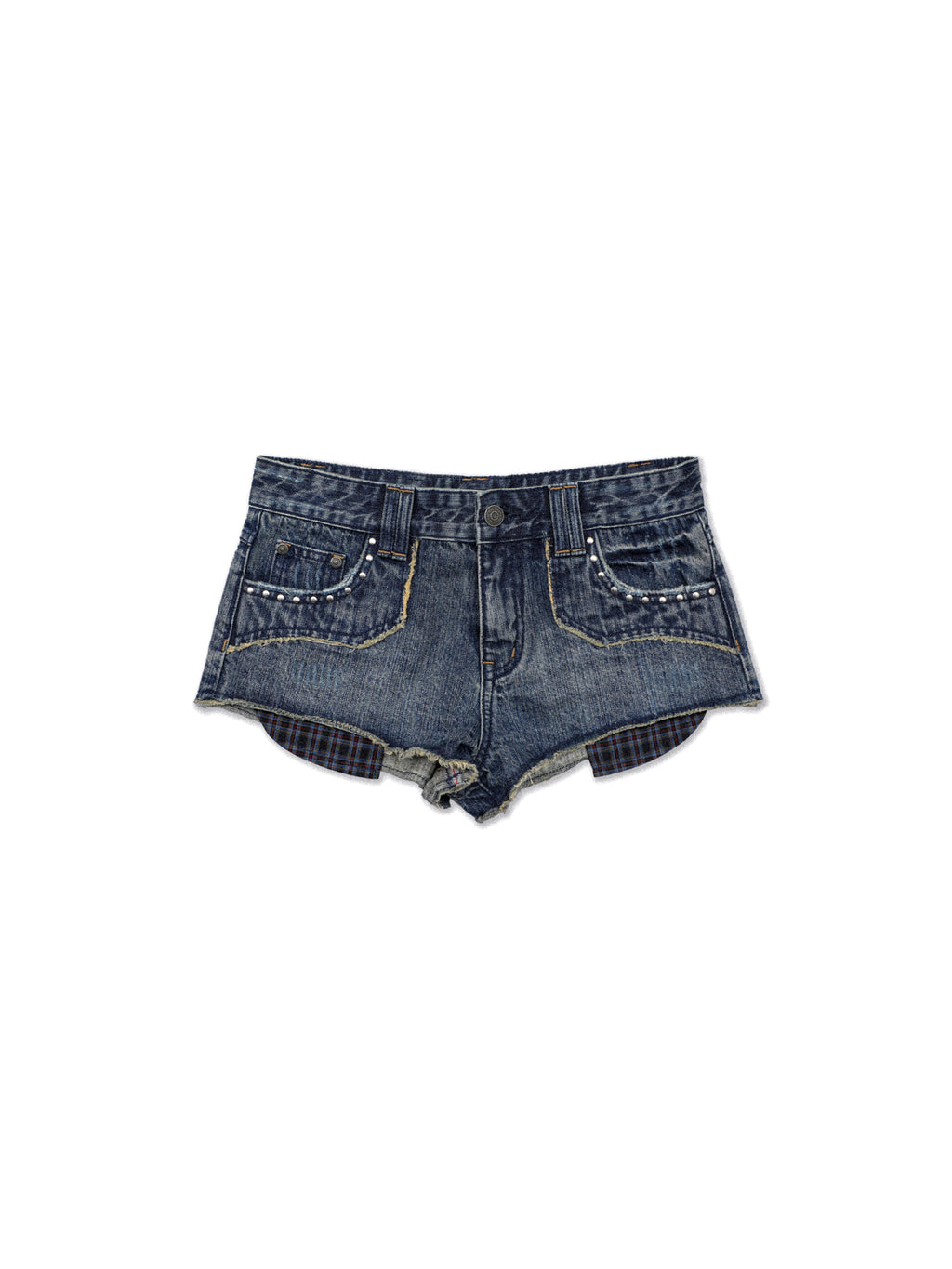 *Retro studded plaid shorts