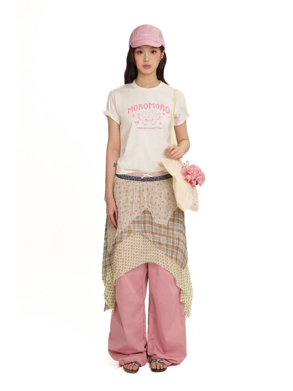 *Printed patchwork midi skirt