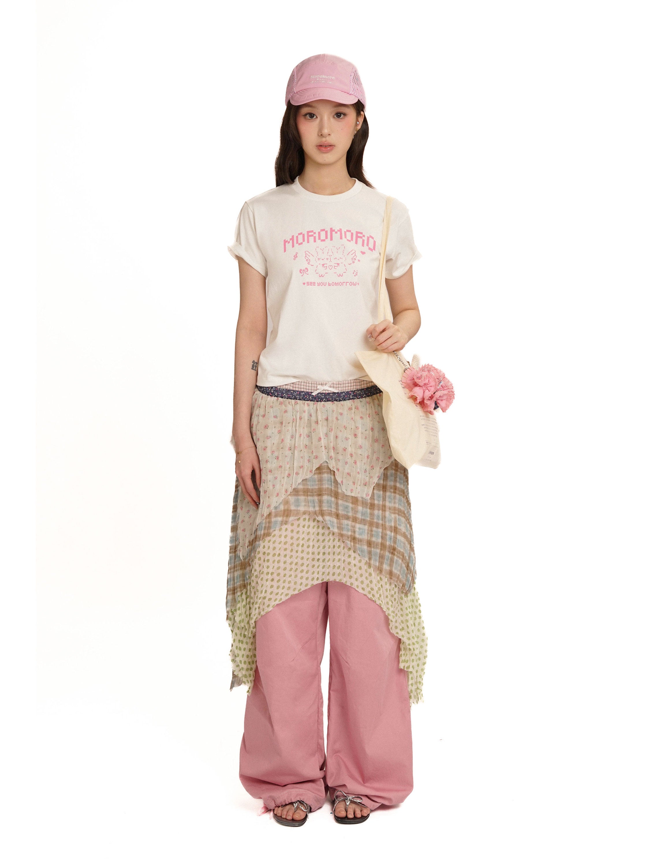 *Printed patchwork midi skirt