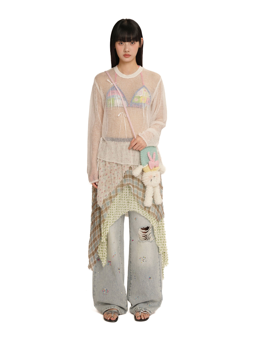 *Printed patchwork midi skirt