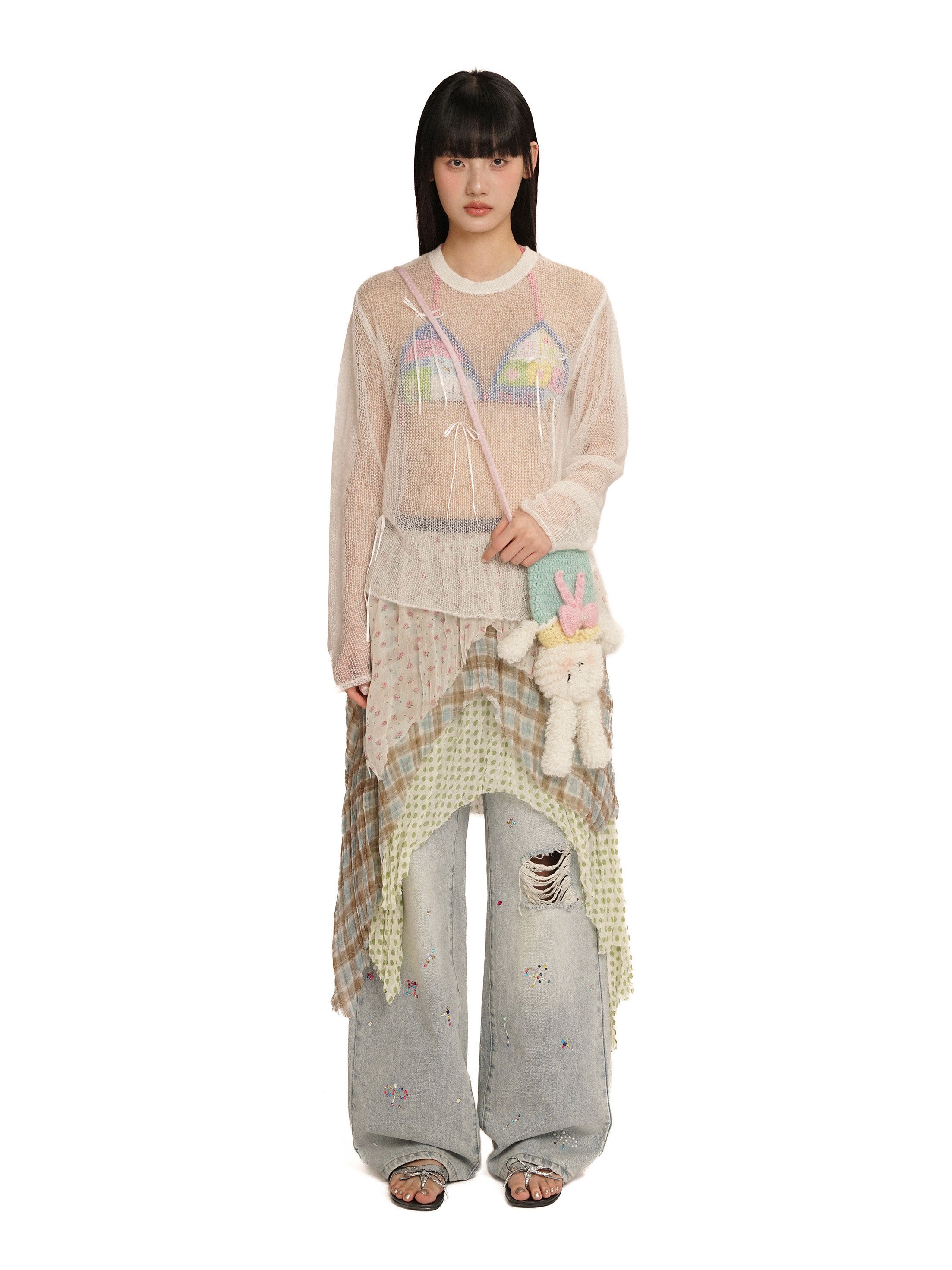 *Printed patchwork midi skirt