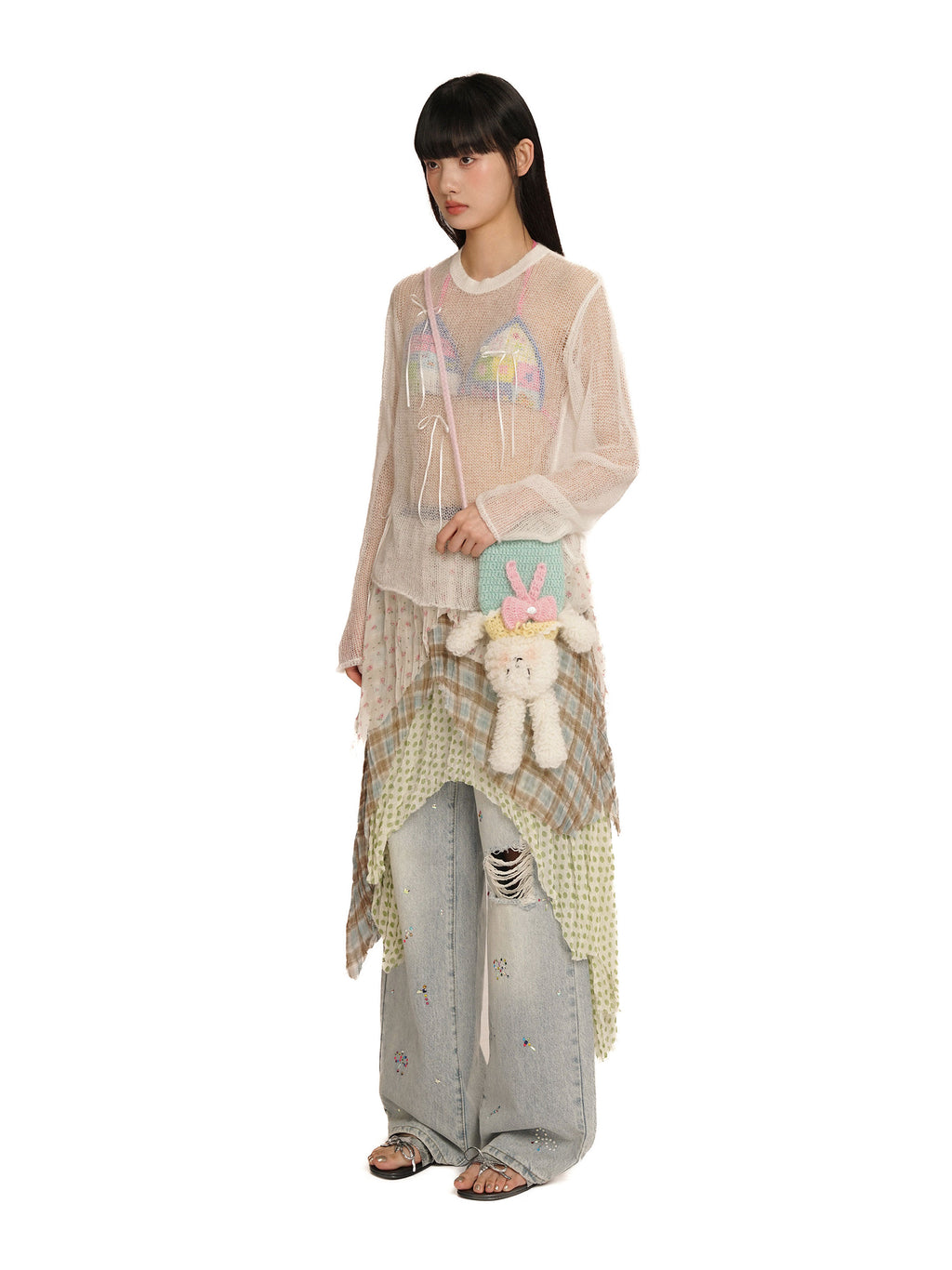 *Printed patchwork midi skirt