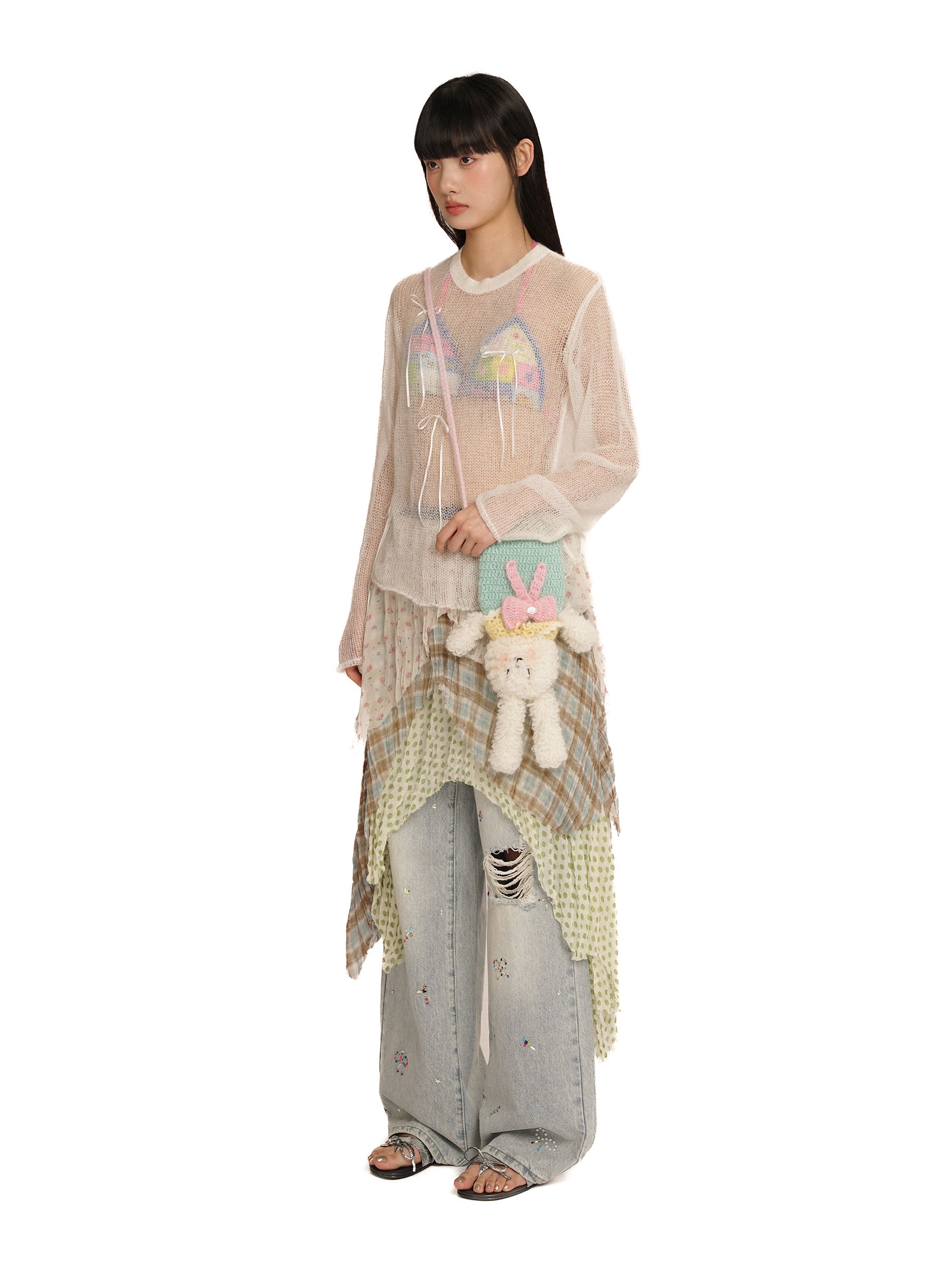 *Printed patchwork midi skirt