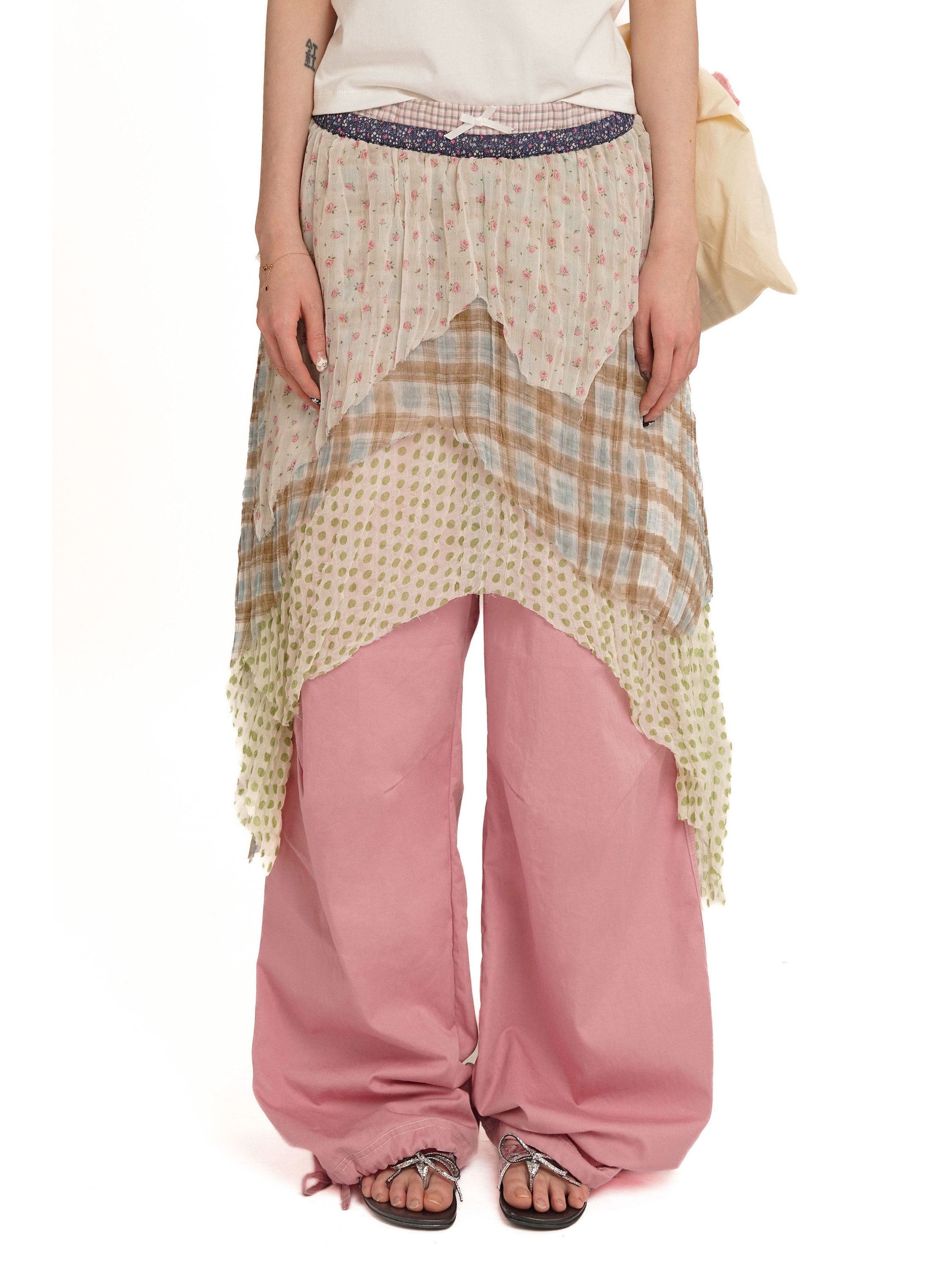 *Printed patchwork midi skirt