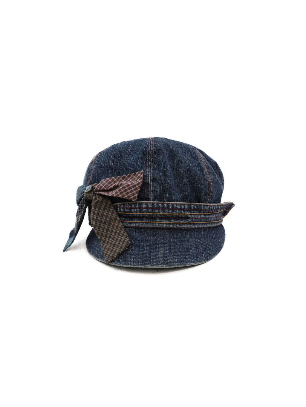 *Plaid bow-tie denim newsboy cap