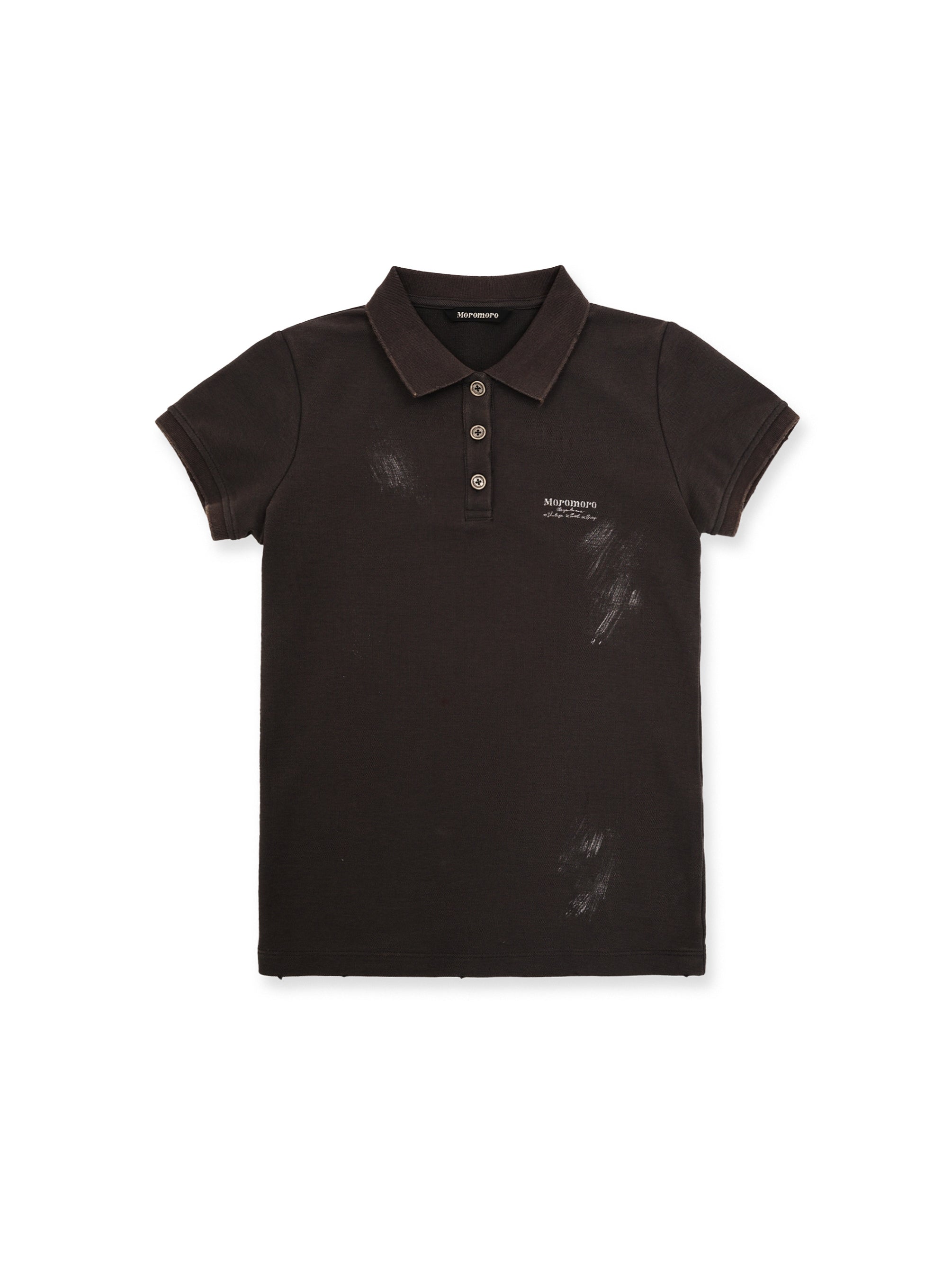 *Silver glitter slim-fit polo short-sleeved T-shirt
